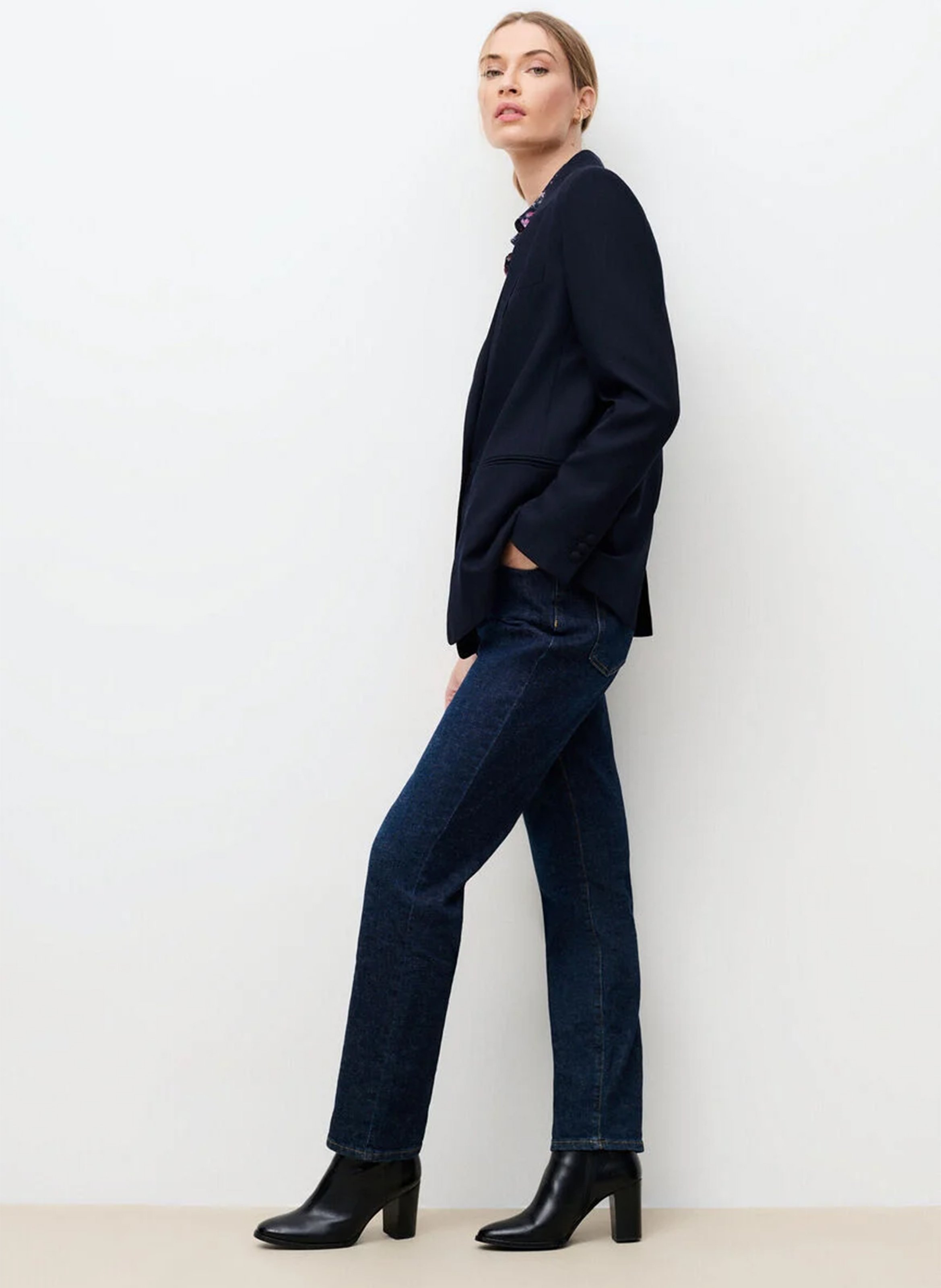 Veste tailleur droite CAROLL Bleu