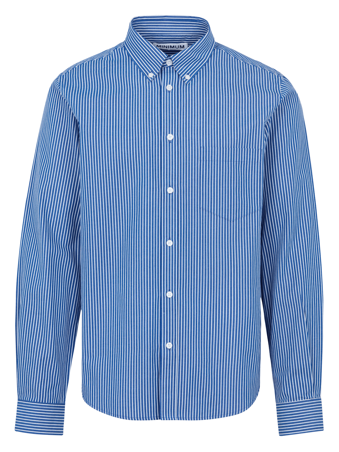 Chemise droite boutonnée à rayures MINIMUM Bleu