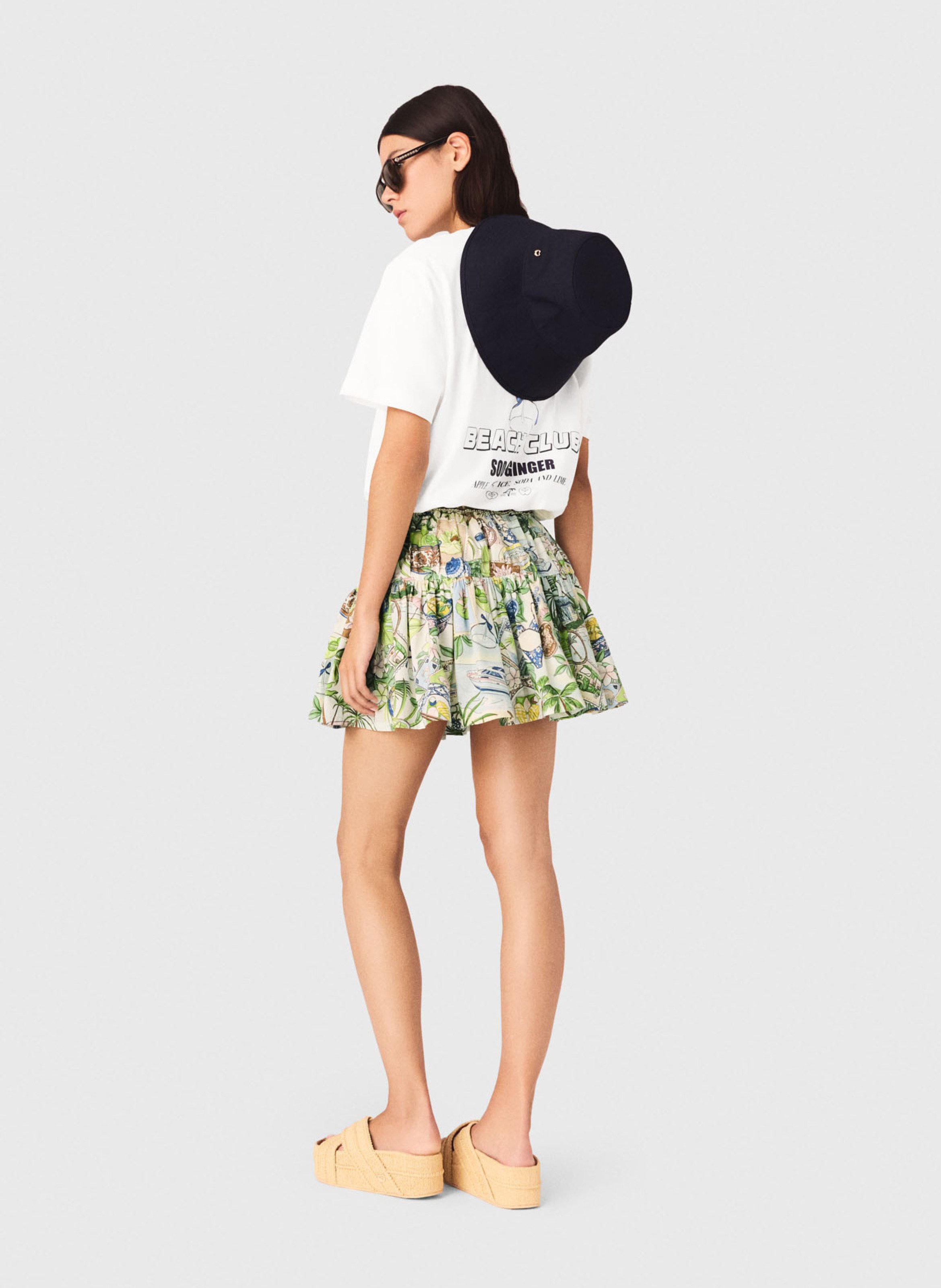 Jupe courte évasée en coton MAJE Multicolore