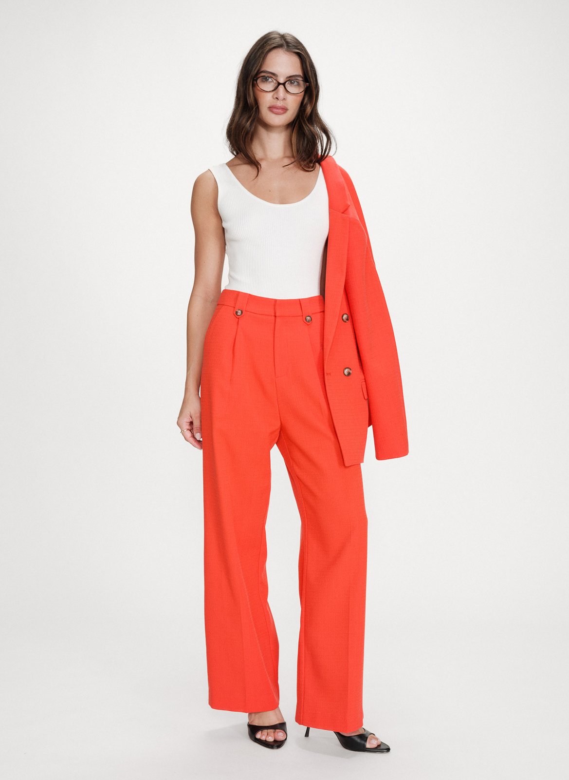 Straight tailored trousers in plain color GRACE ET MILA Red