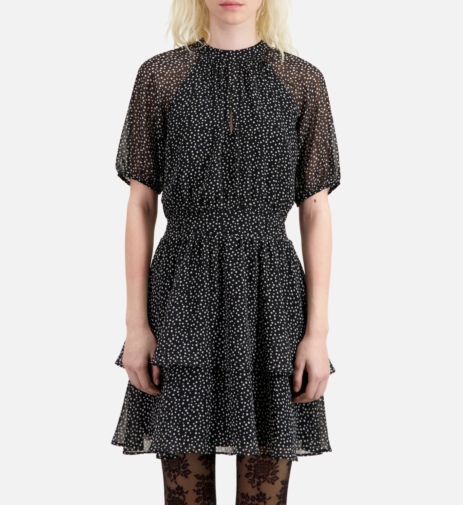 Robe courte col rond à pois THE KOOPLES Noir