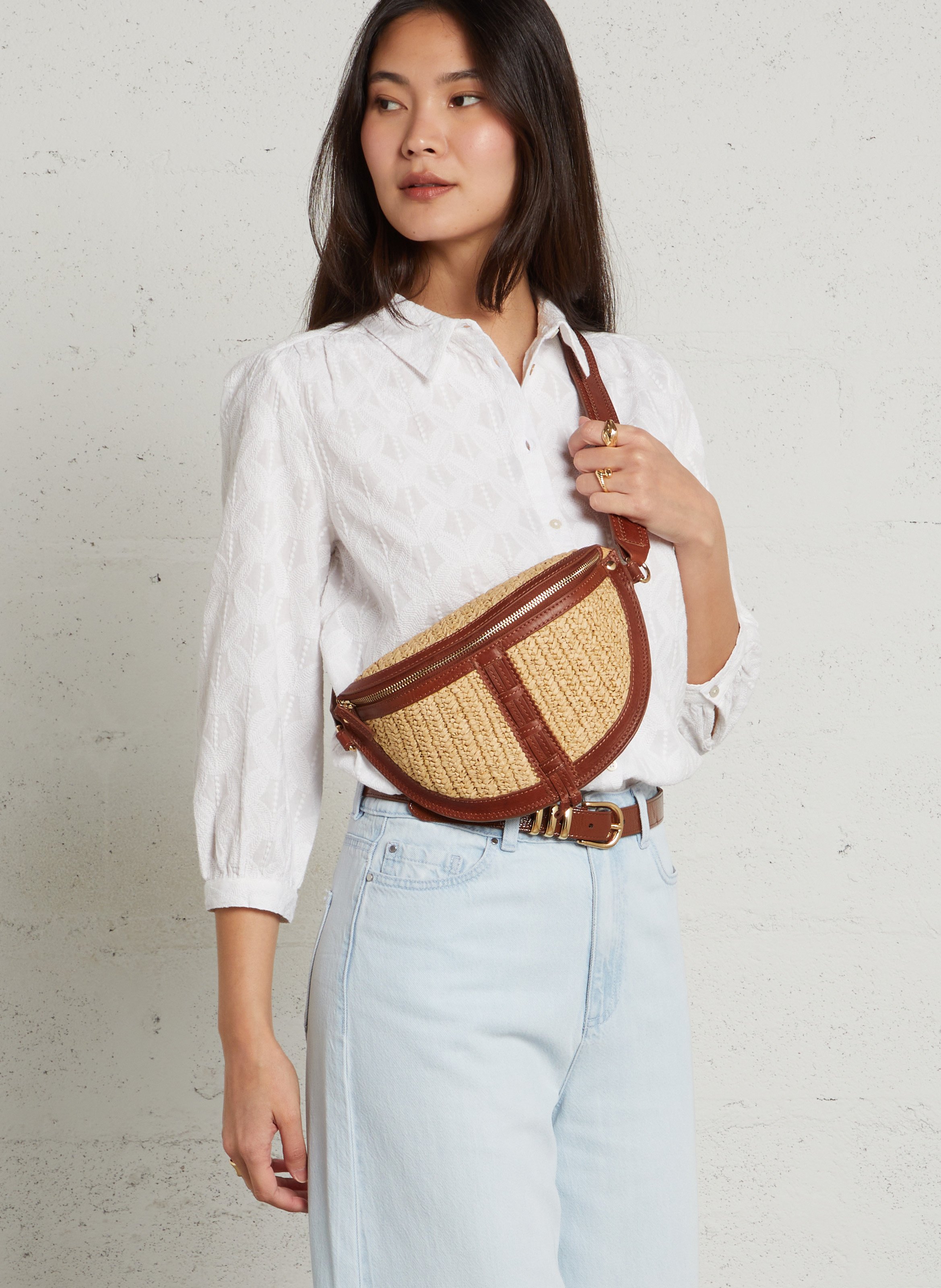 Raffia fanny pack MAISON 123 White
