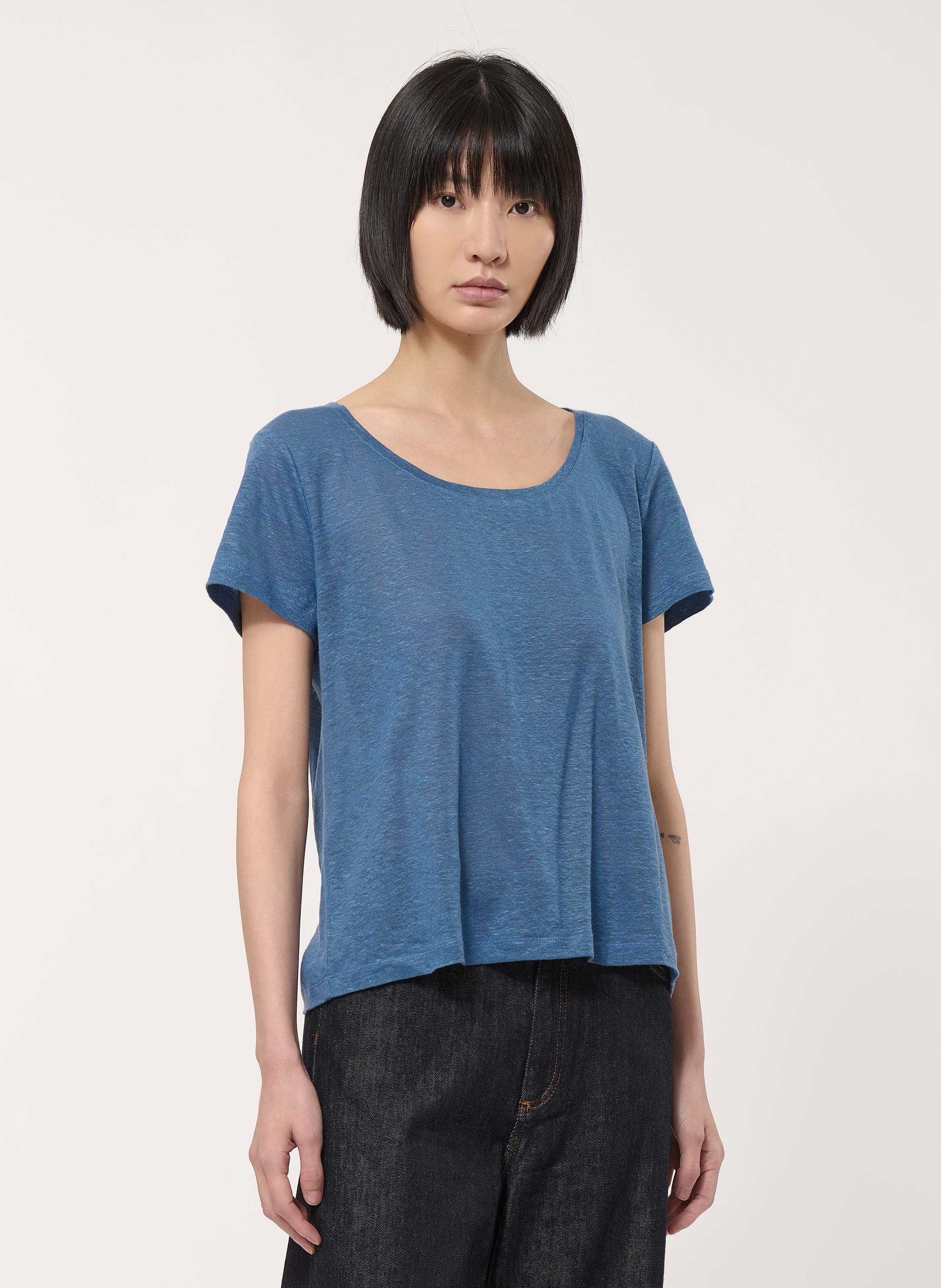 Tee-shirt droit loose en lin flammé HUMILITY
