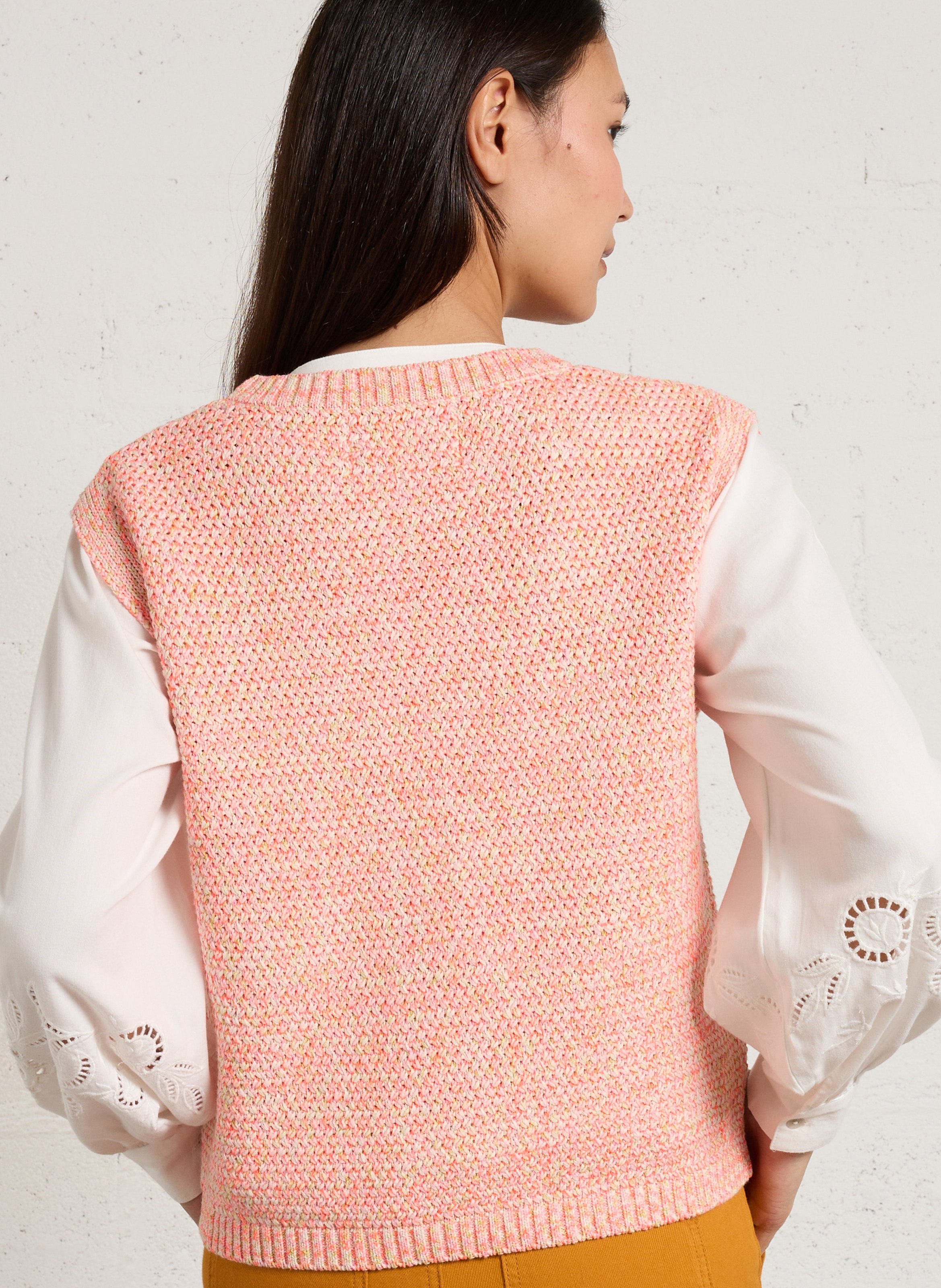 Mouwloze trui van tricot MAISON 123 Oranje