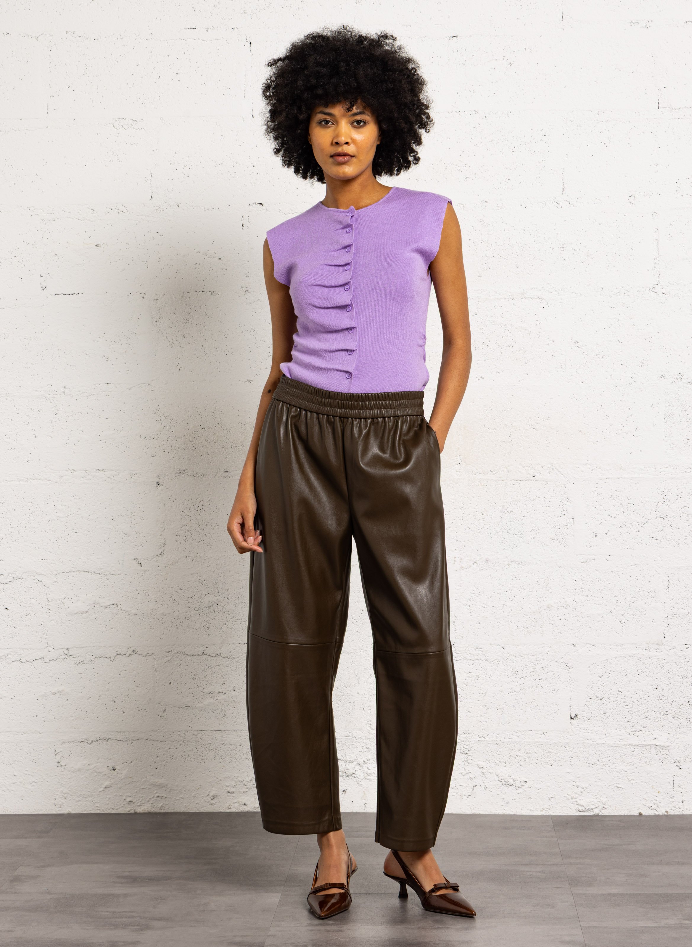 Fitted round neck vest SUNCOO Purple