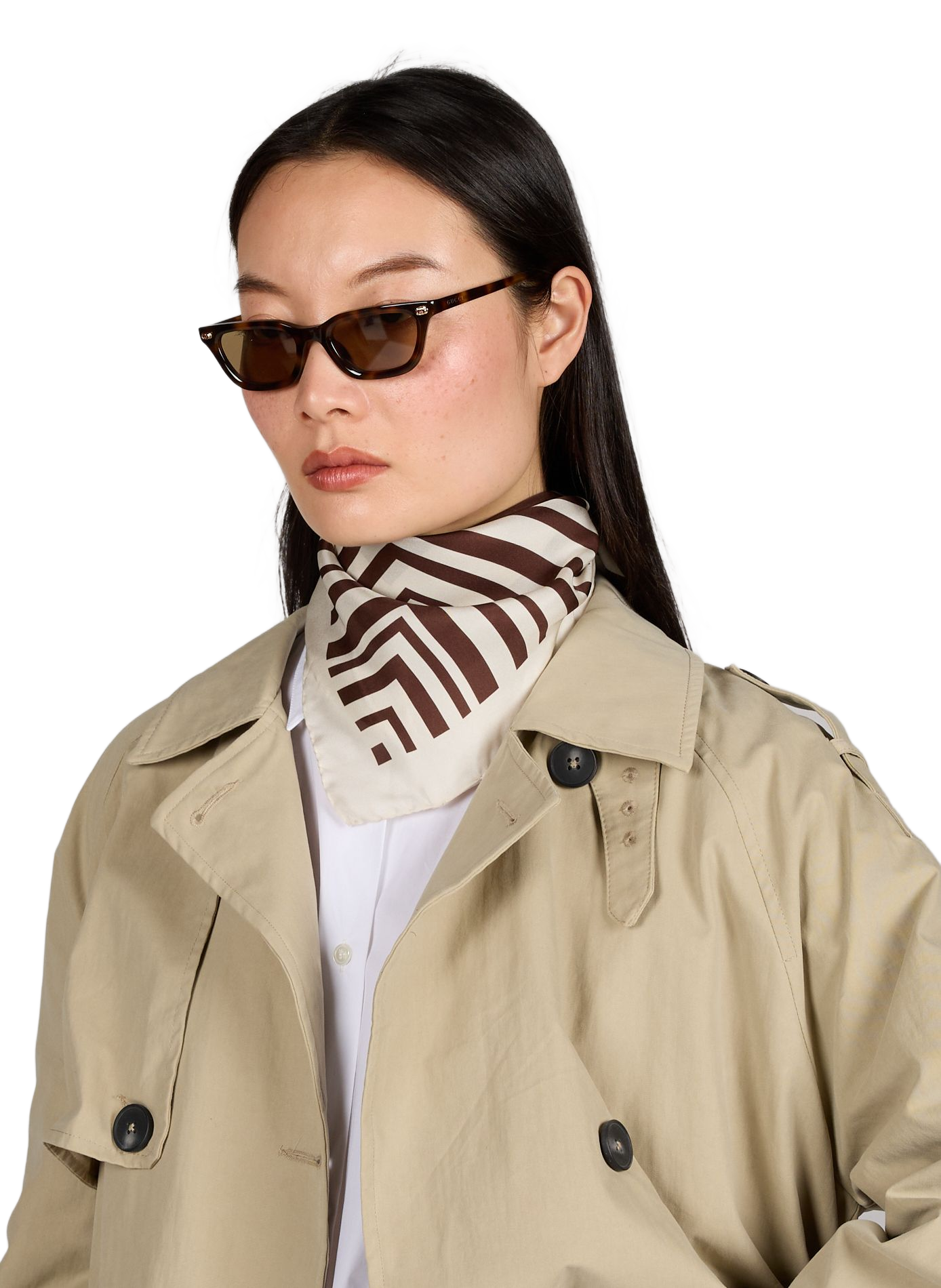 Striped silk scarf SAISON 1865 Brown