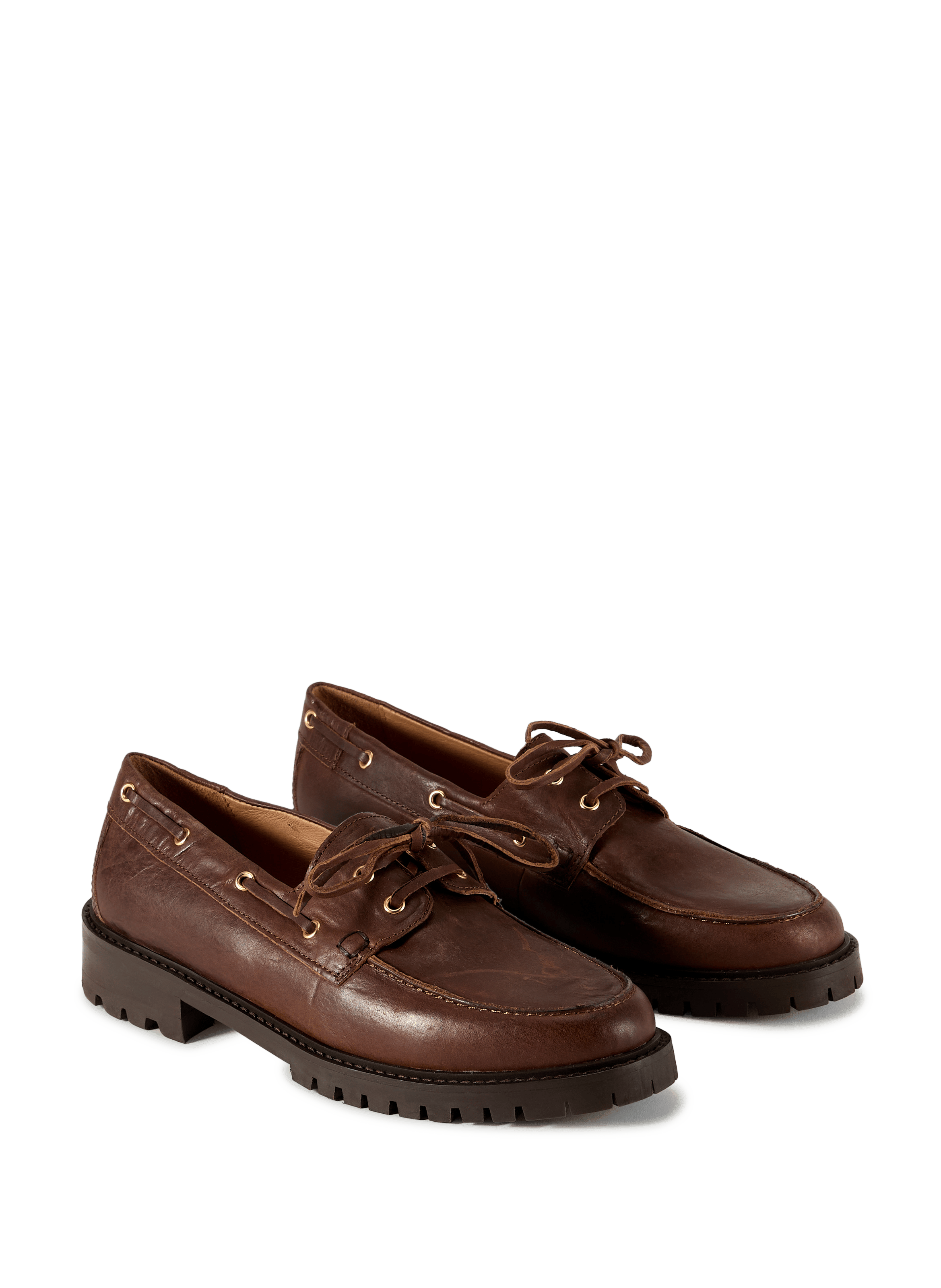 Chunky leather boat shoes frenzy SAISON 1865 Brown