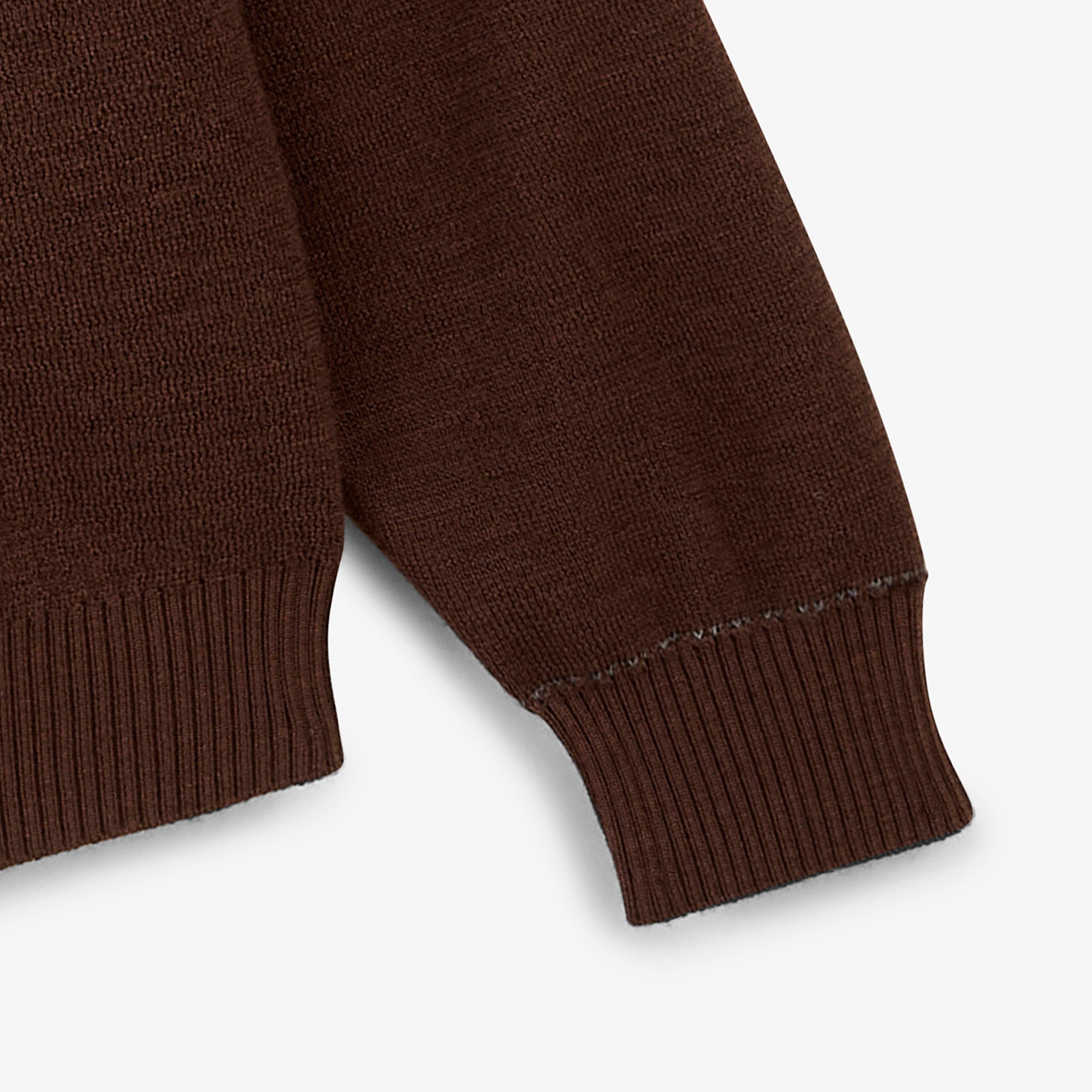 MALONE Brownie Brown Wool Knit Zip-Up Cardigan SERGE BLANCO Brown