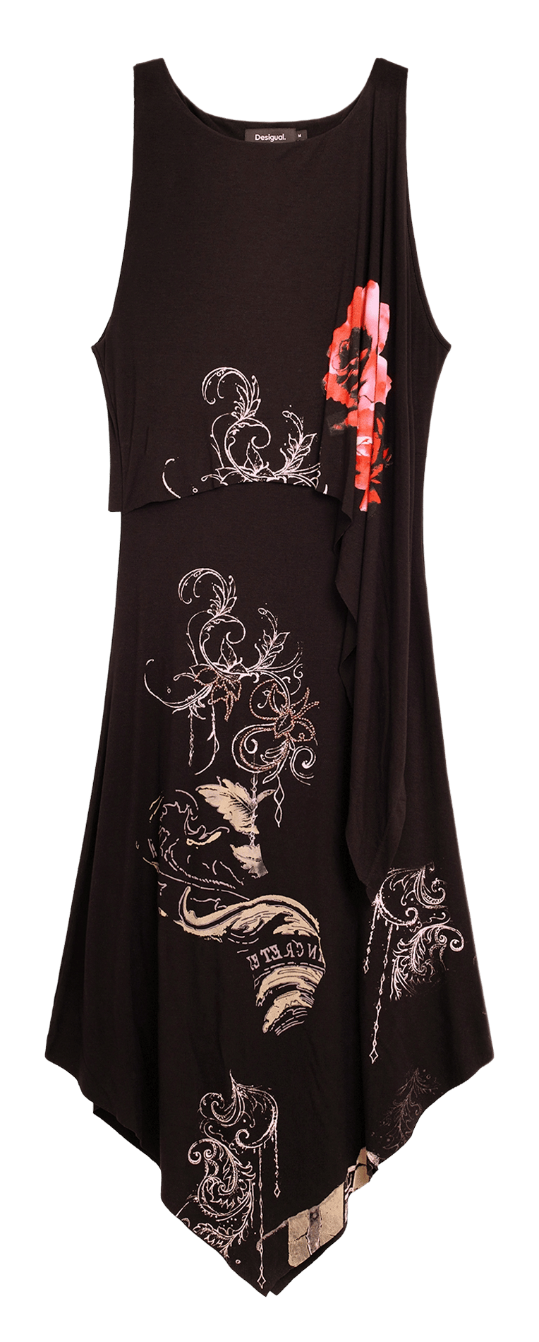 Langer ärmelloser bedruckter Rock DESIGUAL Schwarz