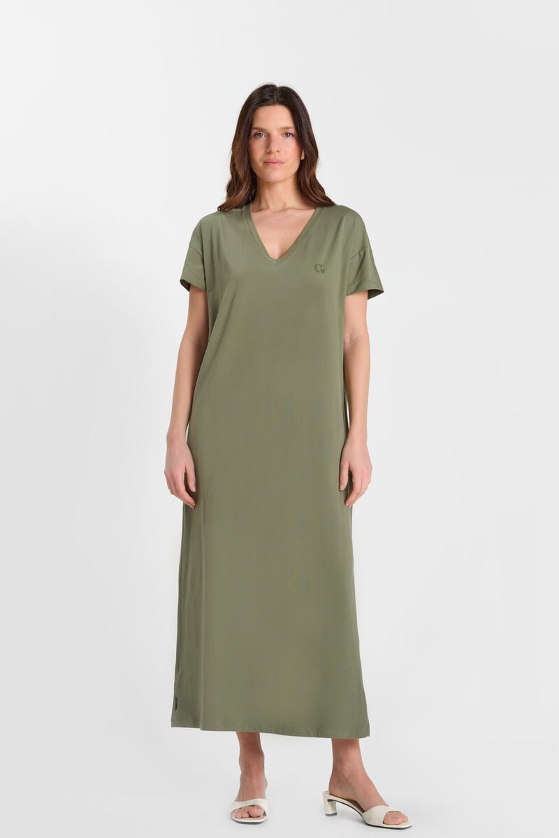 Long V-neck dress LE TEMPS DES CERISES Khaki