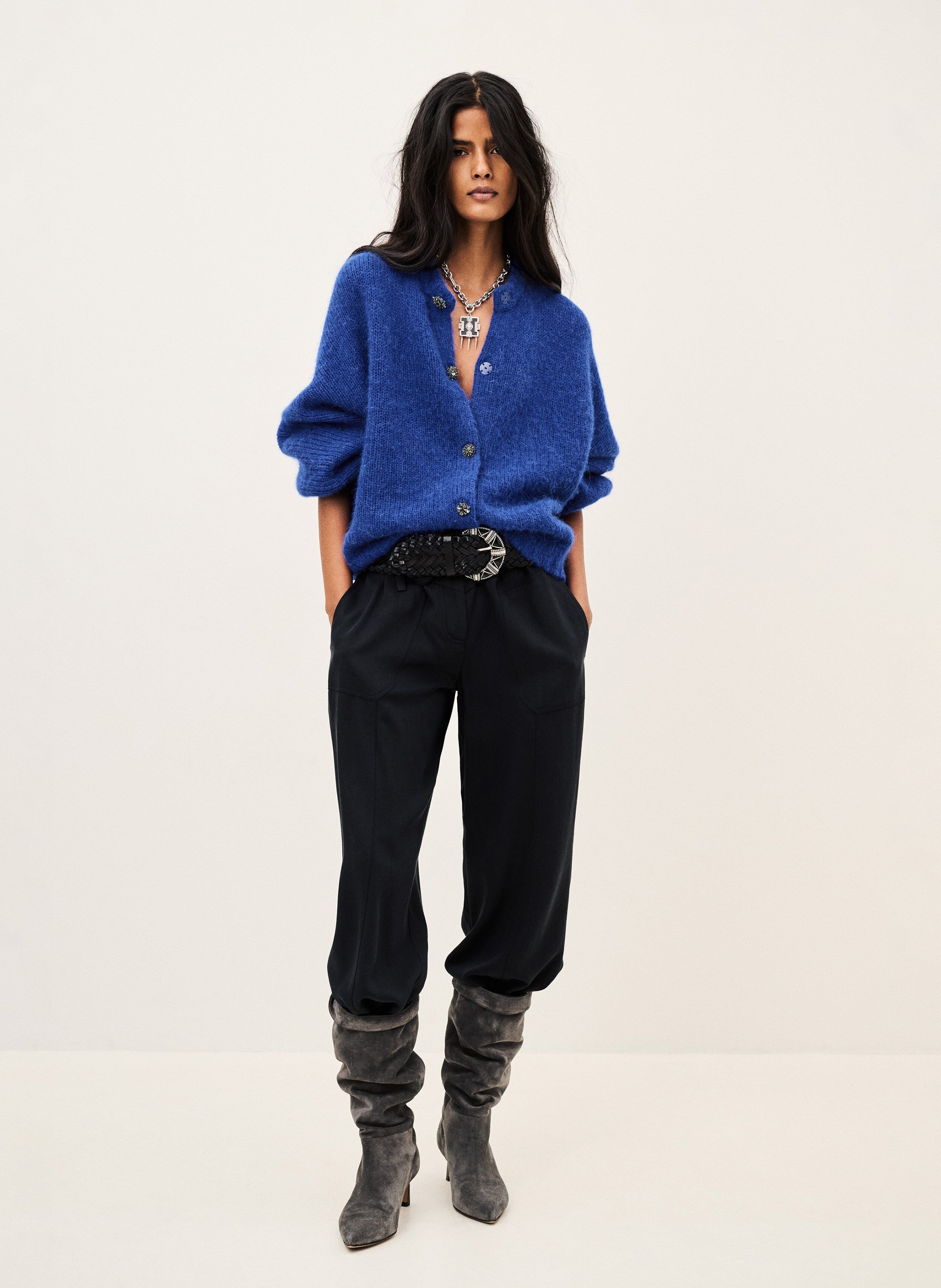 Straight wool-blend cardigan BA&SH Blue