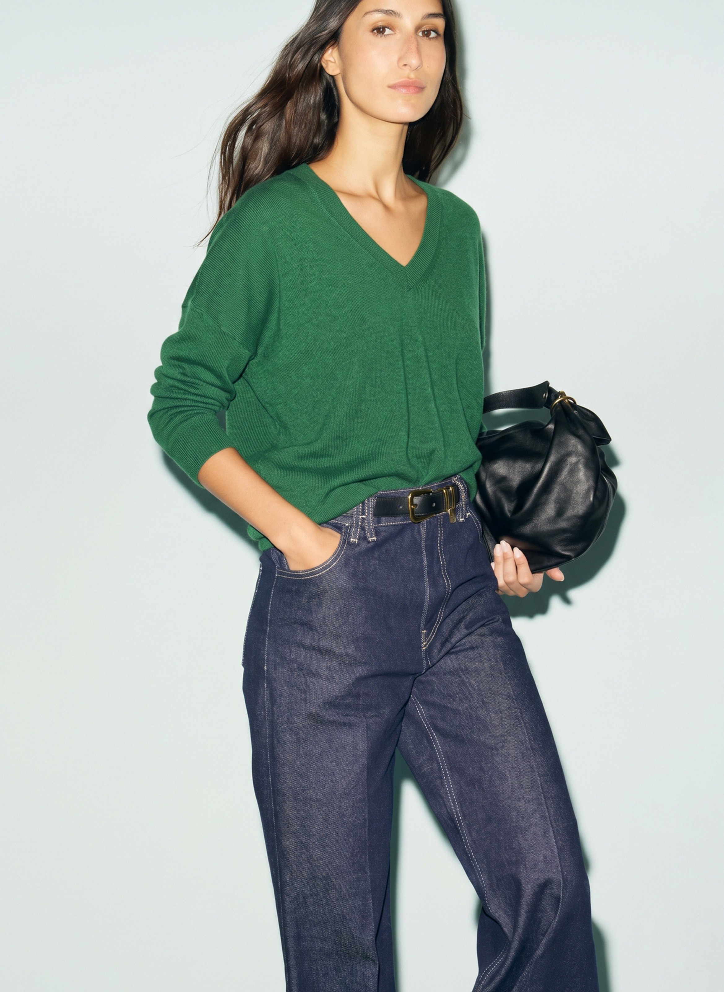 Pull ample col v en cachemire GERARD DAREL Vert