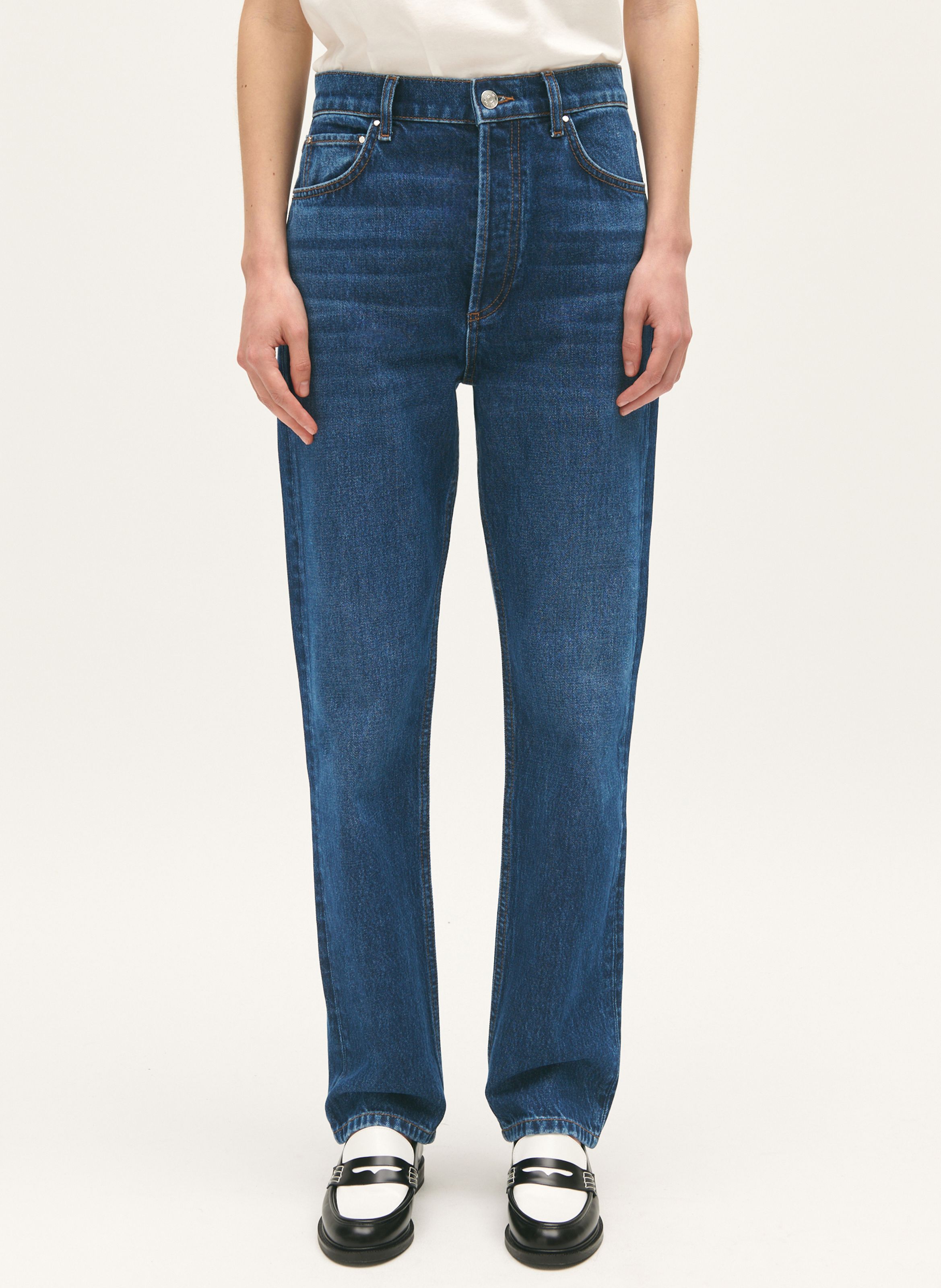 Blue Straight leg cotton jeans