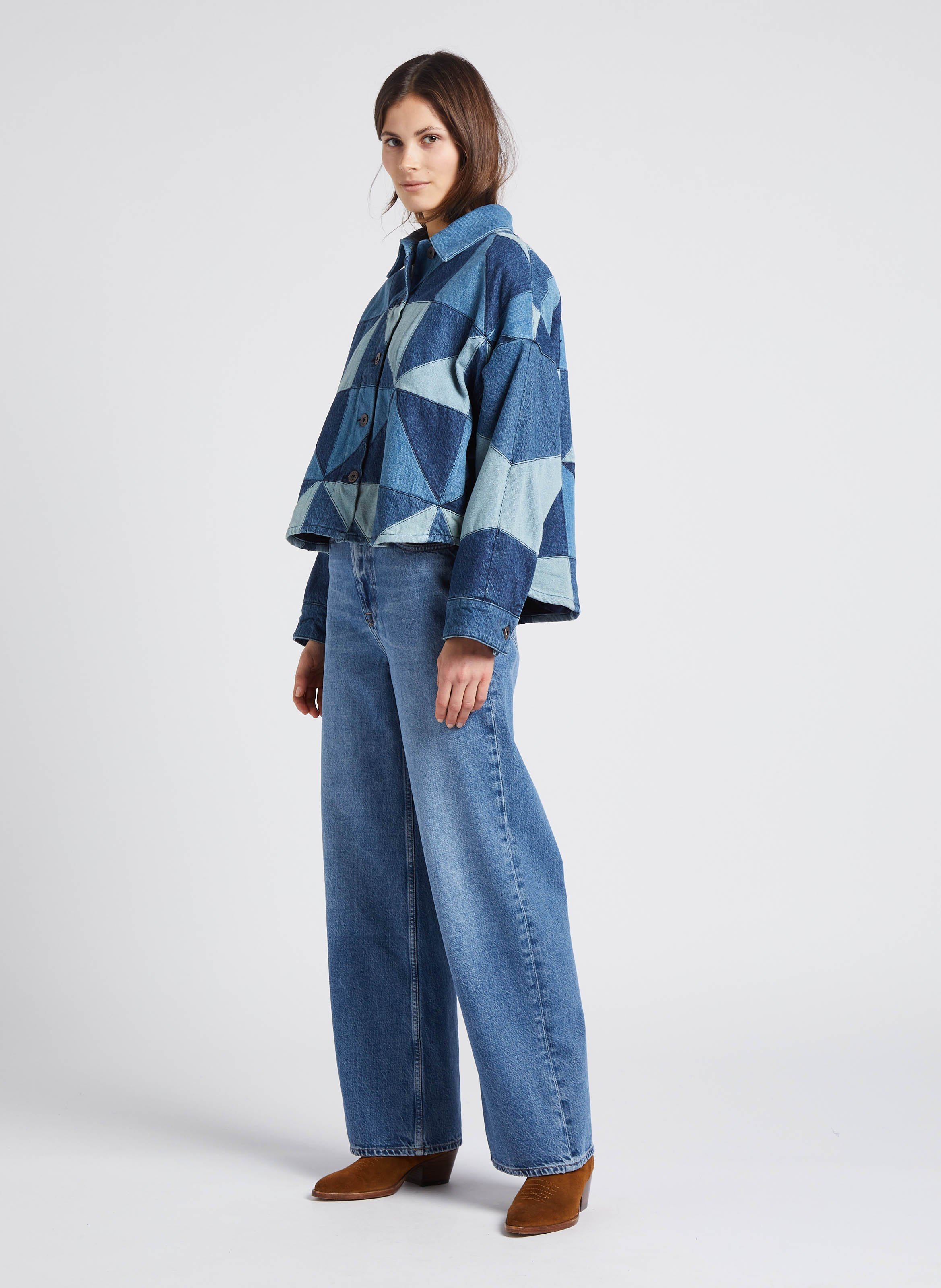 Jean ample droit taille haute en coton bio  SAMSOE SAMSOE Bleu