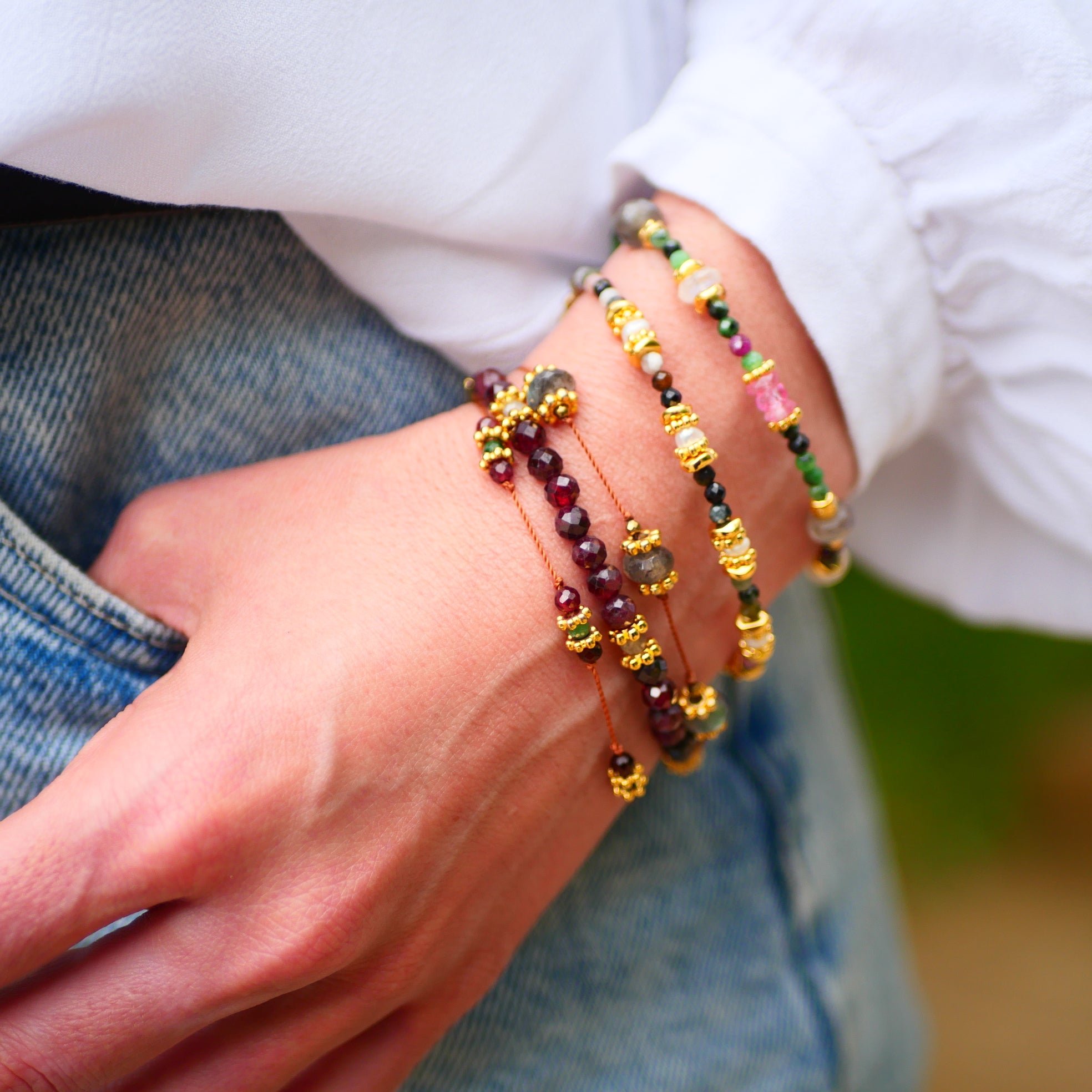 Garnet nylon cord bracelet GINANDGER Multicolored