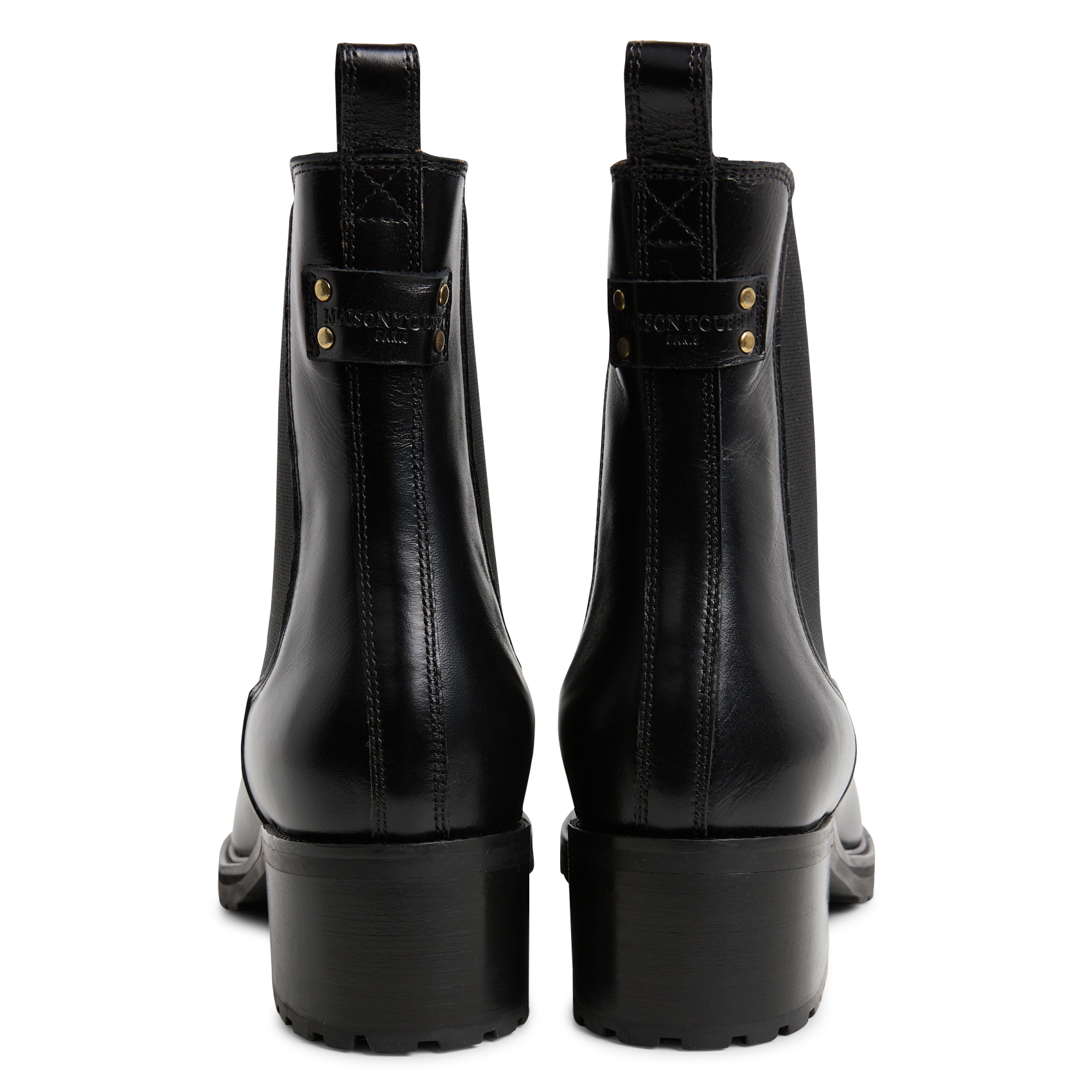 Effen leren enkellaarzen met textuur MAISON TOUFET Zwart