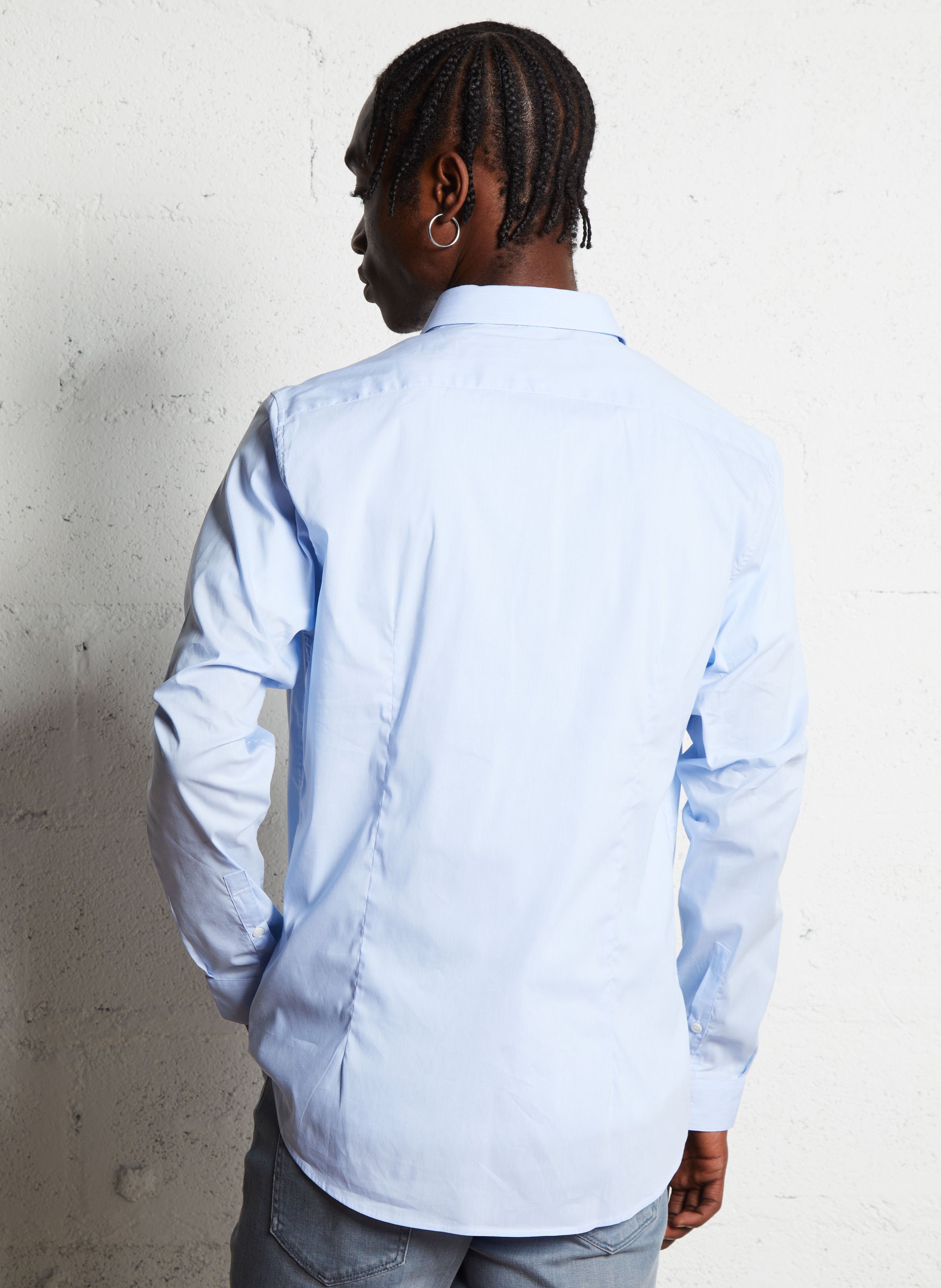 Hemd aus Baumwoll-Mix mit klassischem Kragen, Slim Fit IKKS Blau