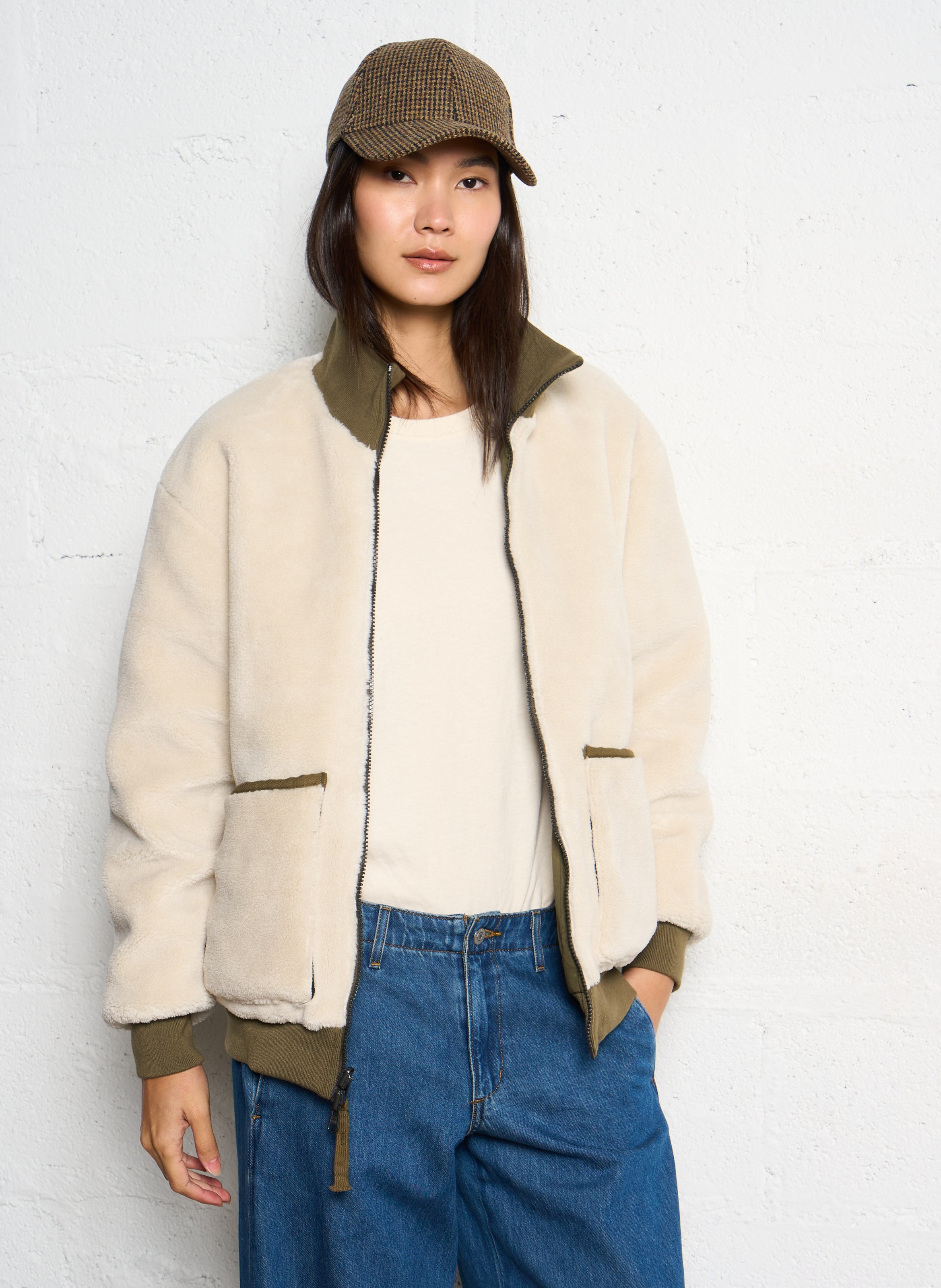 Veste droite réversible col montant TAION Kaki