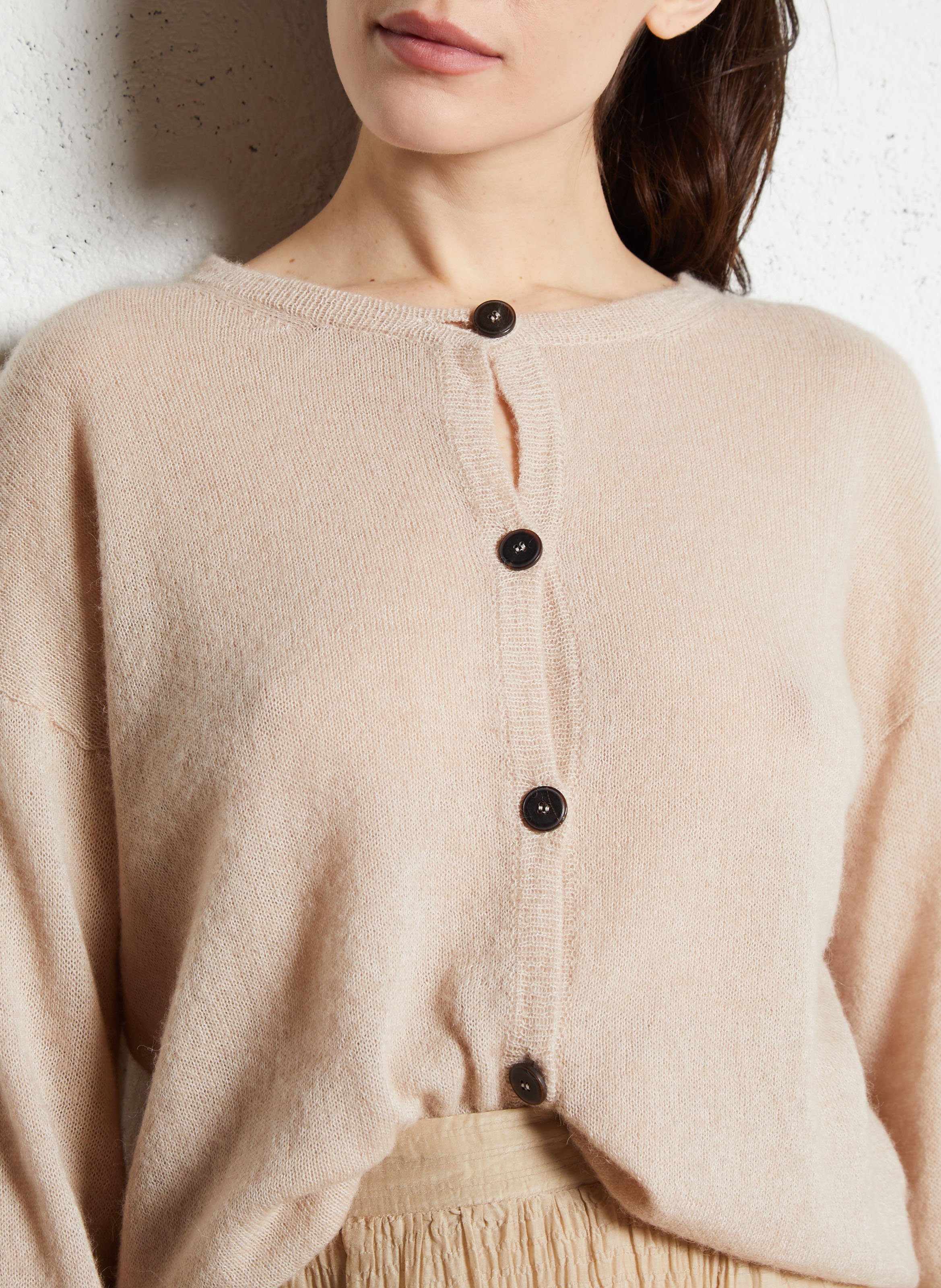 Cardigan en alpaga et coton  POMANDERE Blanc