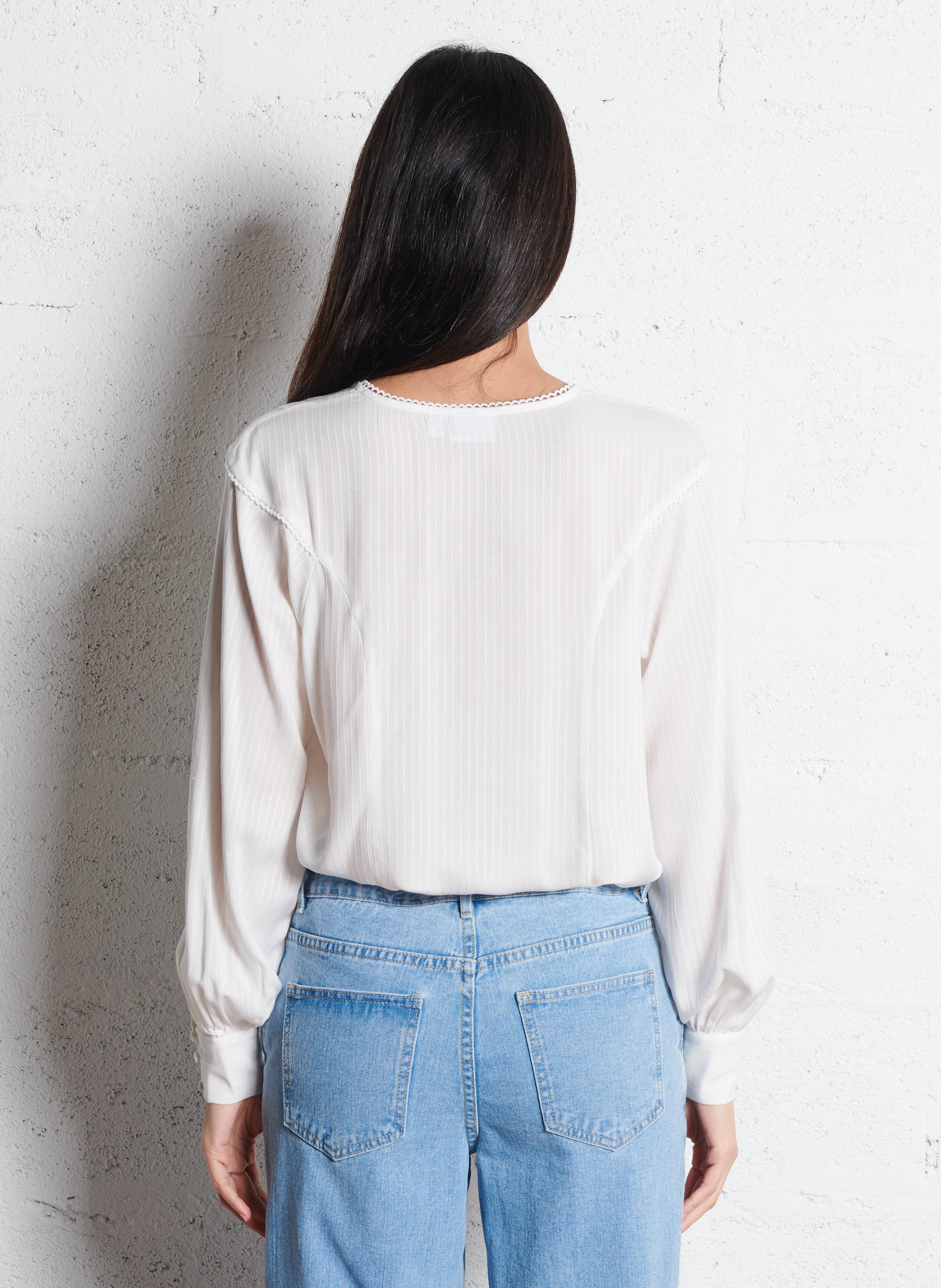 Weites Hemd mit Rundhalsausschnitt und Streifen VILA Beige