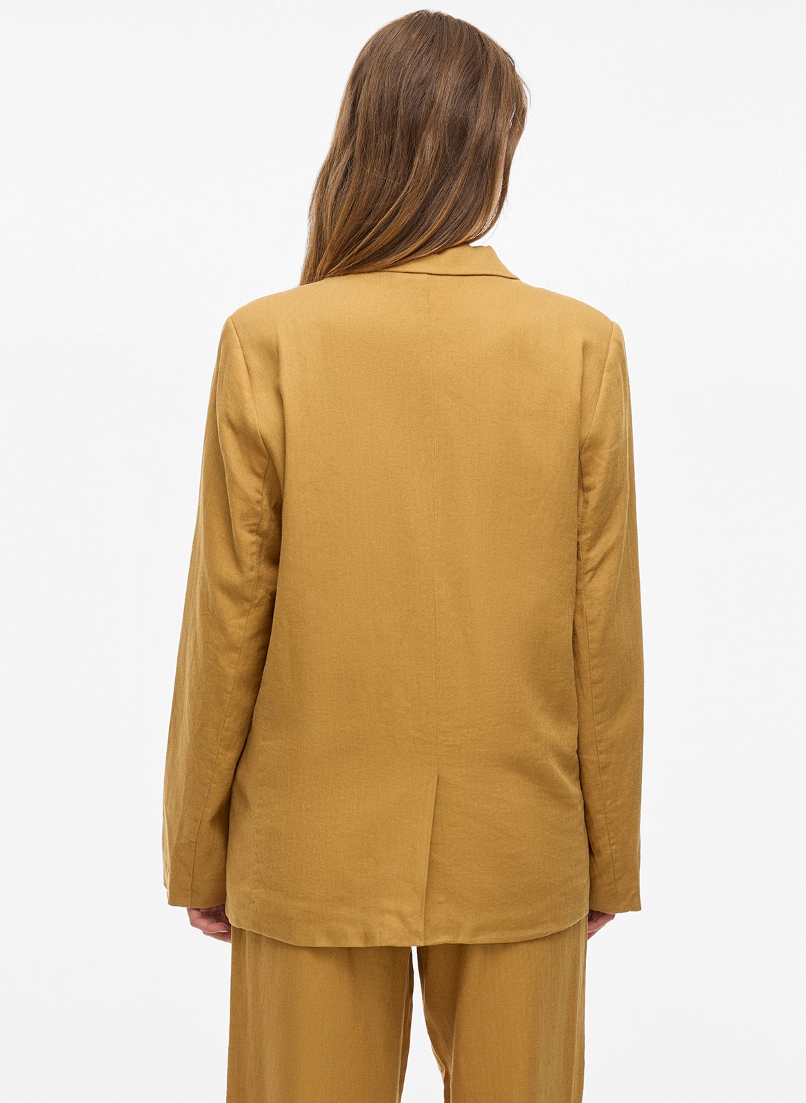 Blended Linen Tailored Jacket VILA Brown