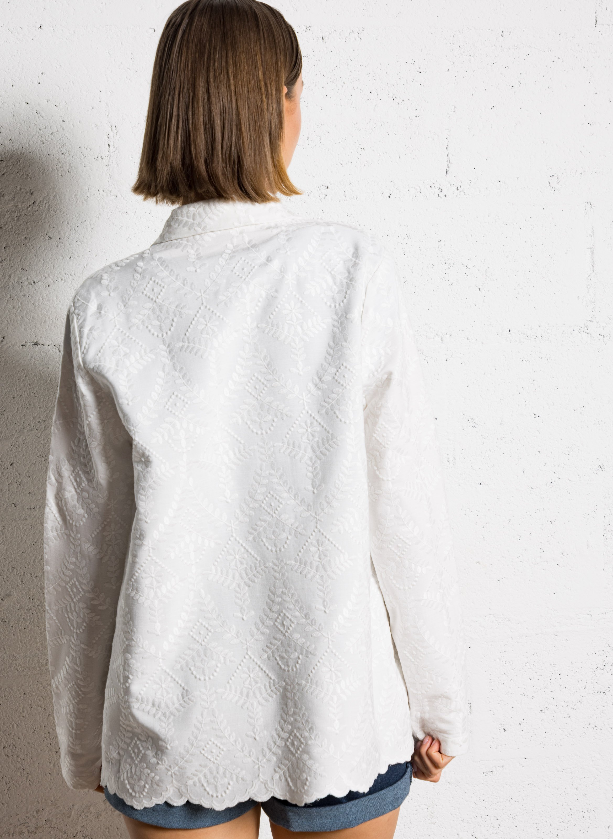 Veste col classique droite en jacquard imprimé LA PETITE ETOILE Beige