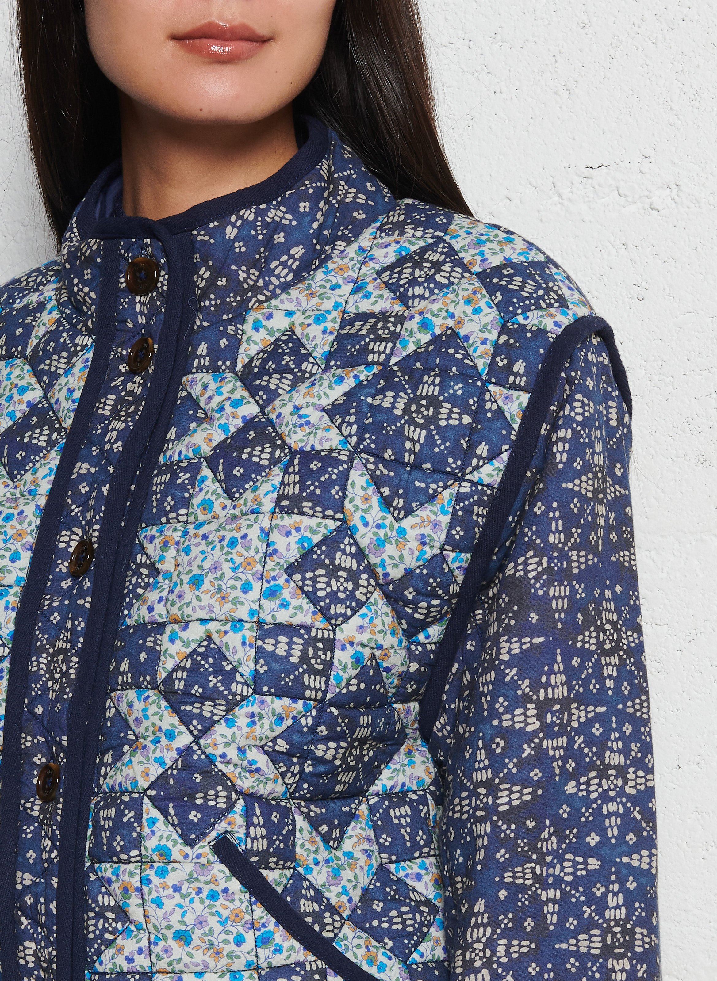 Veste col rond à imprimé fleuri en coton  LOUISE MISHA Bleu