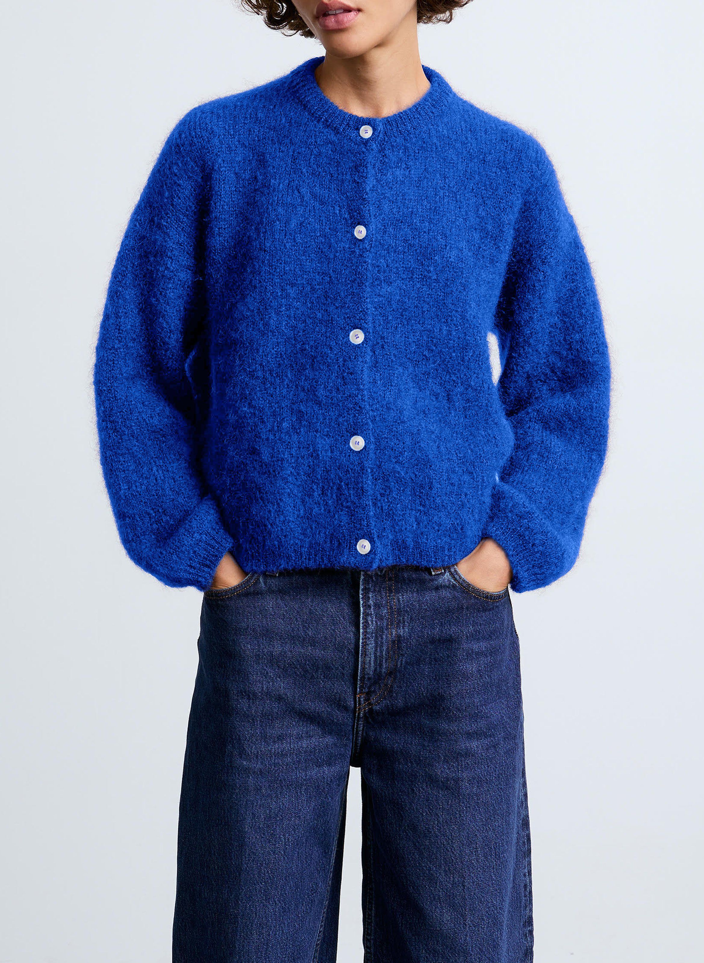 Gilet ample col rond en mohair mélangé SURPRISE