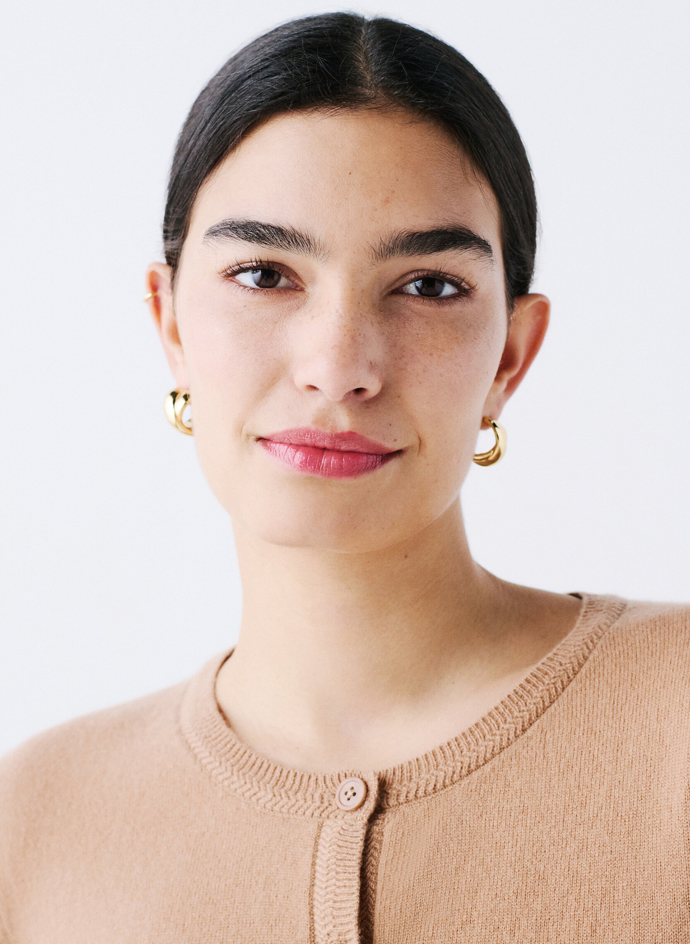 Gilet en cachemire col rond CAROLL Marron