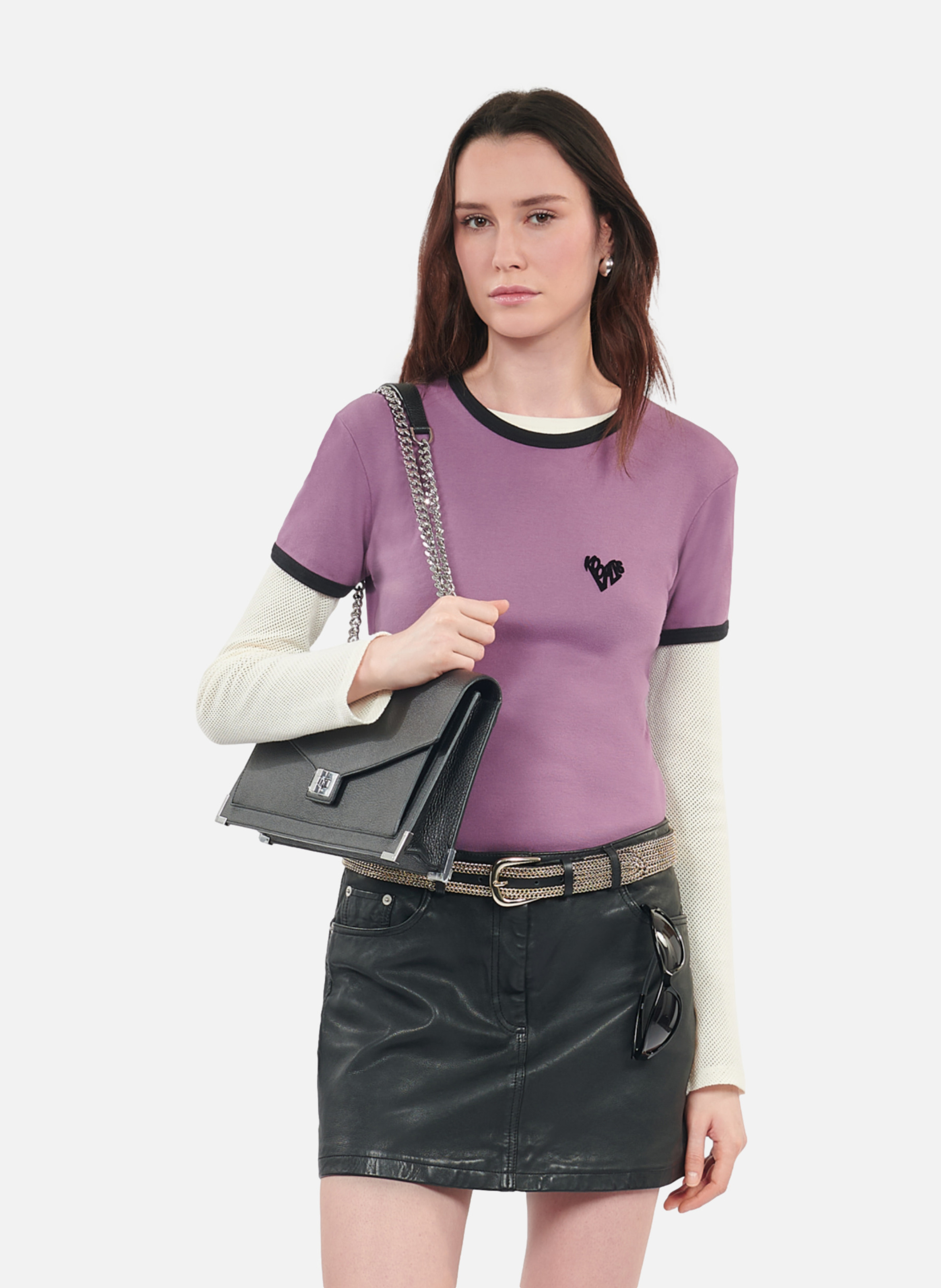 Leather belt with chains THE KOOPLES Yellow