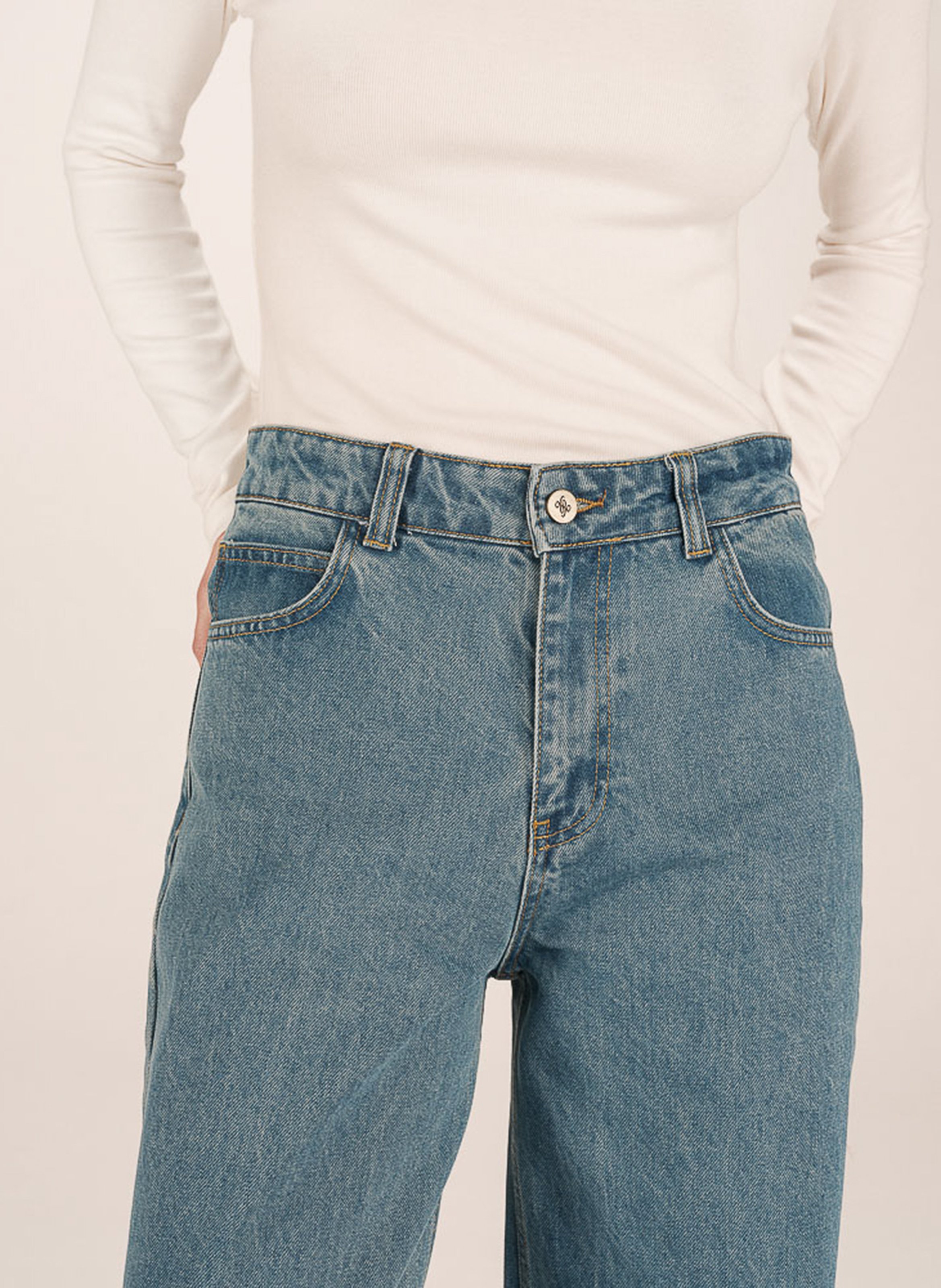 Jean évasée en coton GRACE ET MILA Bleu