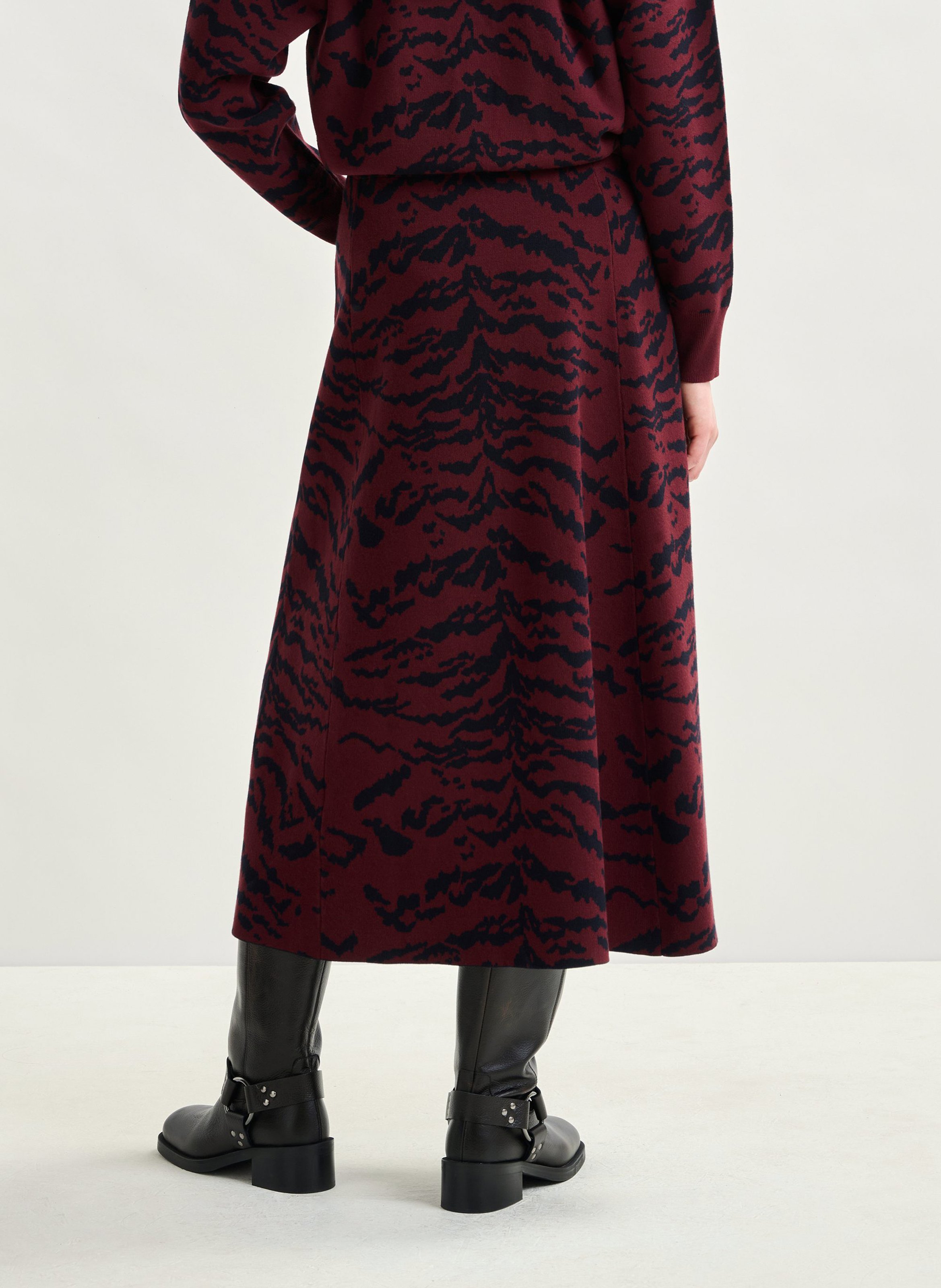 Jupe midi imprimé tigre ESSENTIEL ANTWERP Rouge