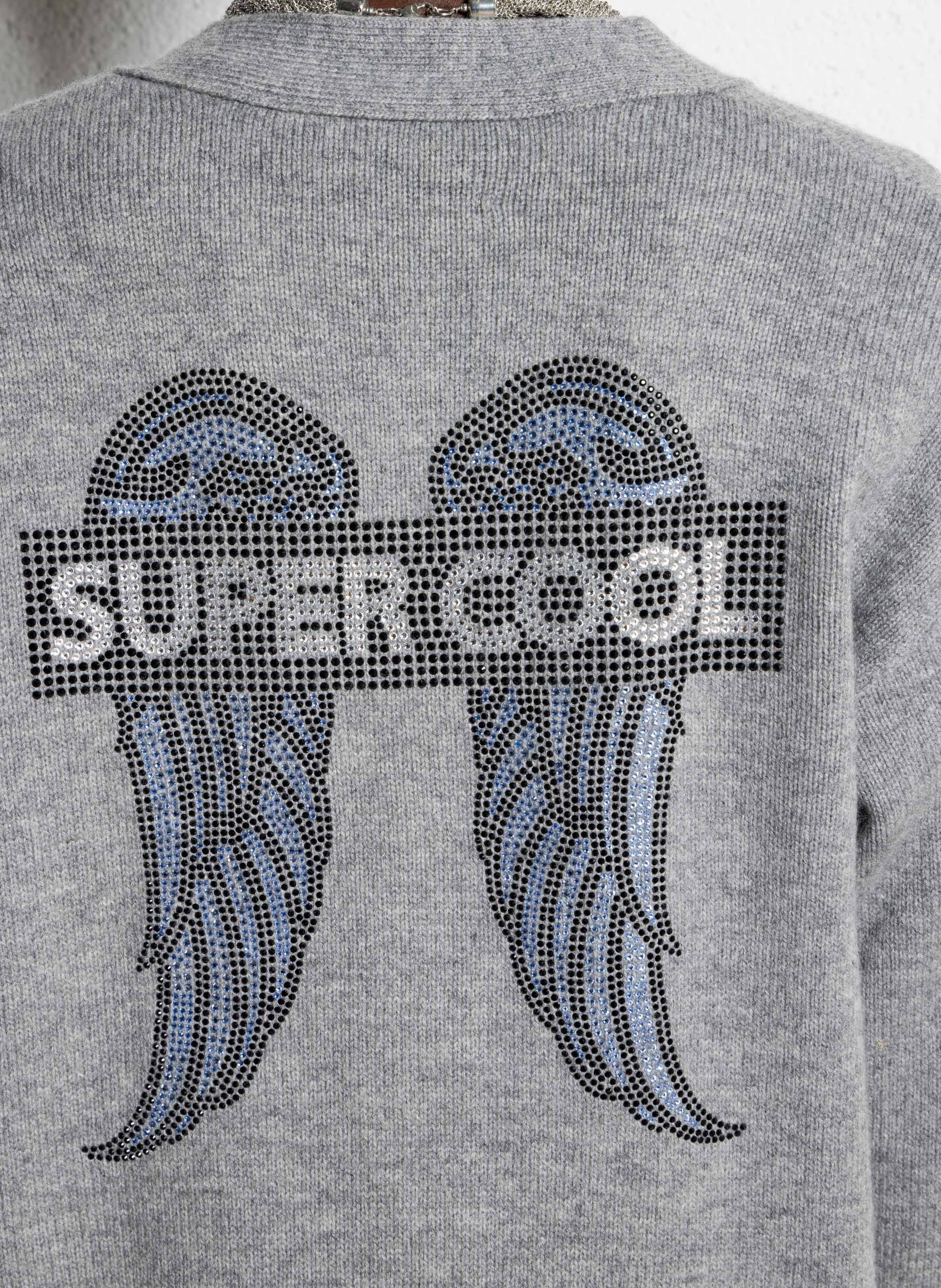 Strickjacke aus Wolle mit V-Ausschnitt BERENICE Grau