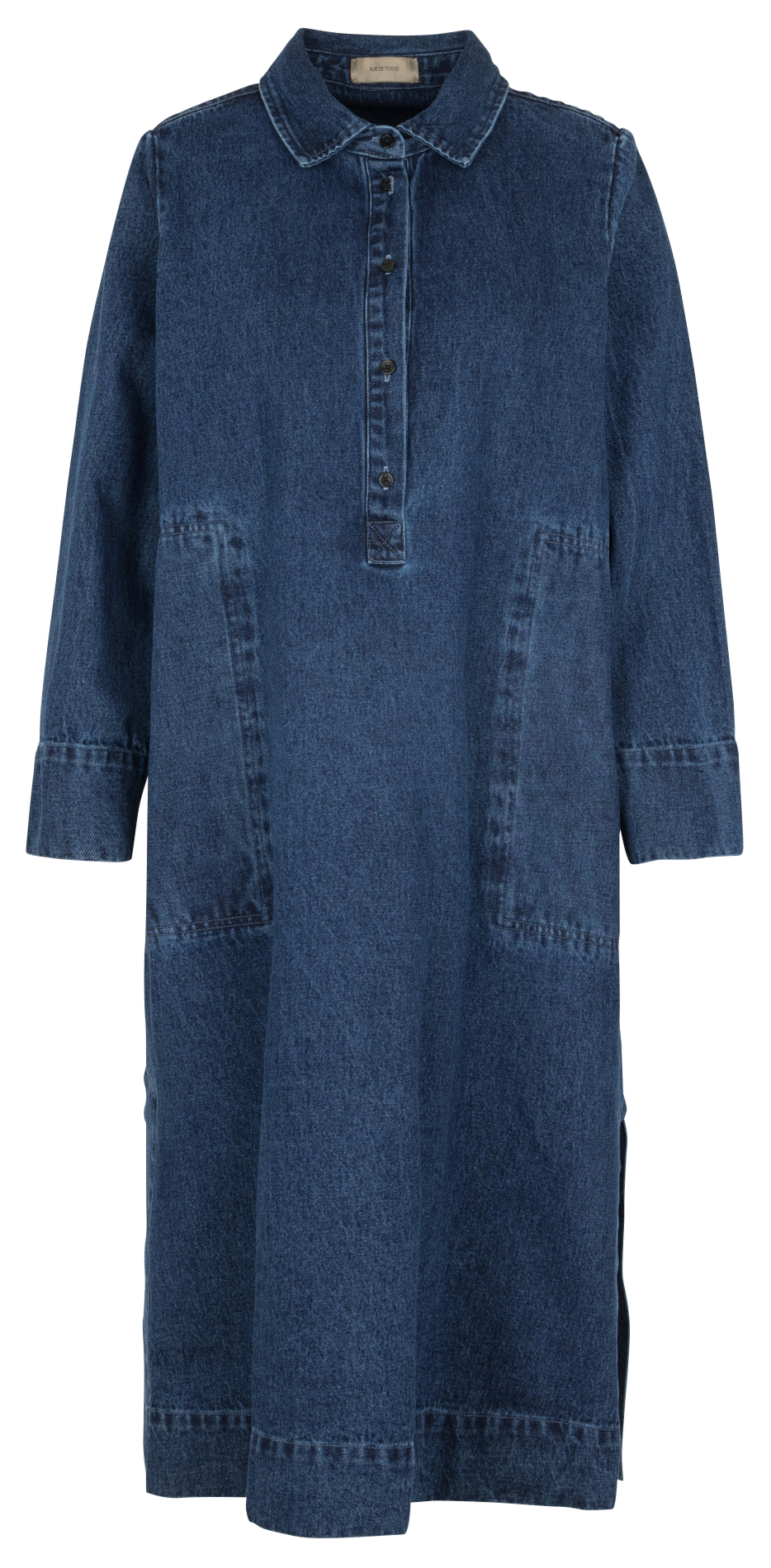 Midi jurk met klassieke kraag in denim RUE DE TOKYO Blauw