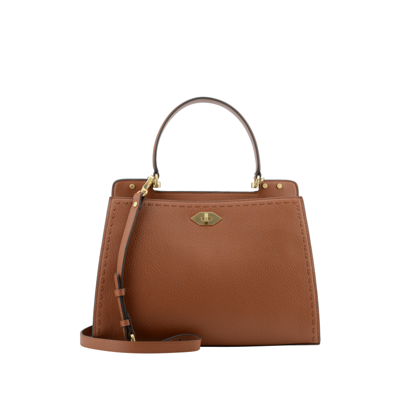 Handbag - cowhide leather POURCHET Brown
