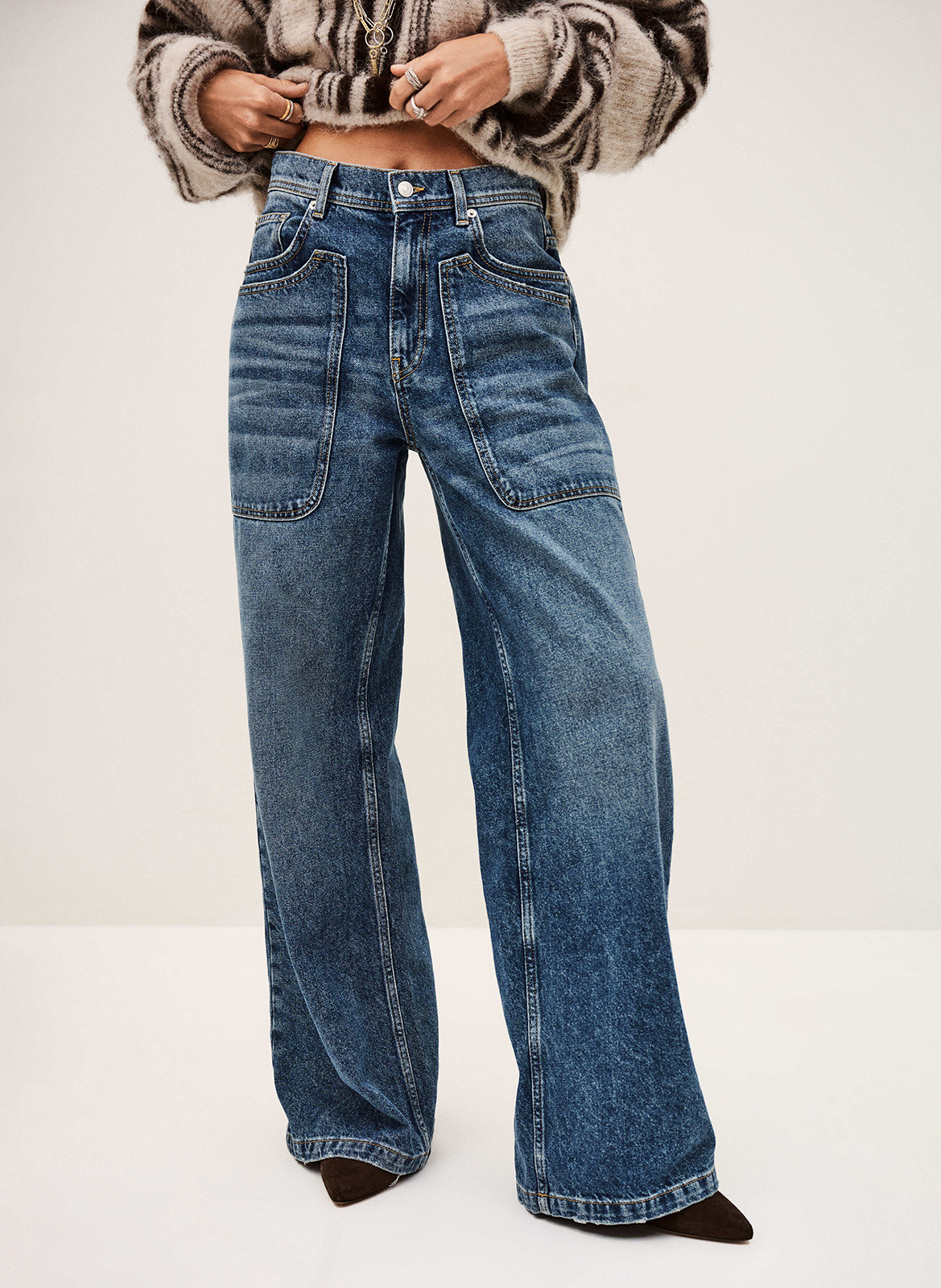 Wijde jeans met verwassen effect BA&SH Blauw