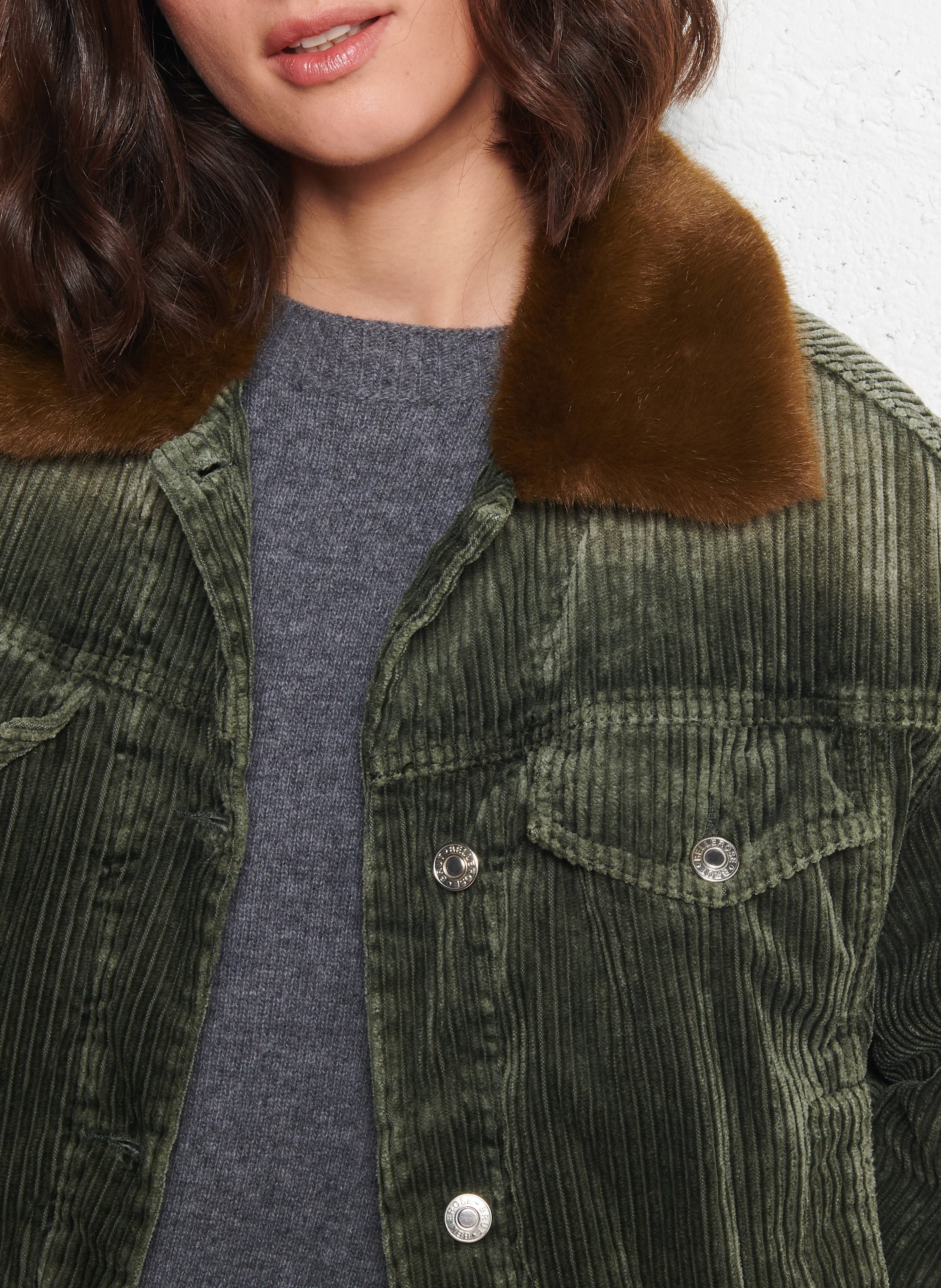 Rechte corduroy jas BELLEROSE Kaki