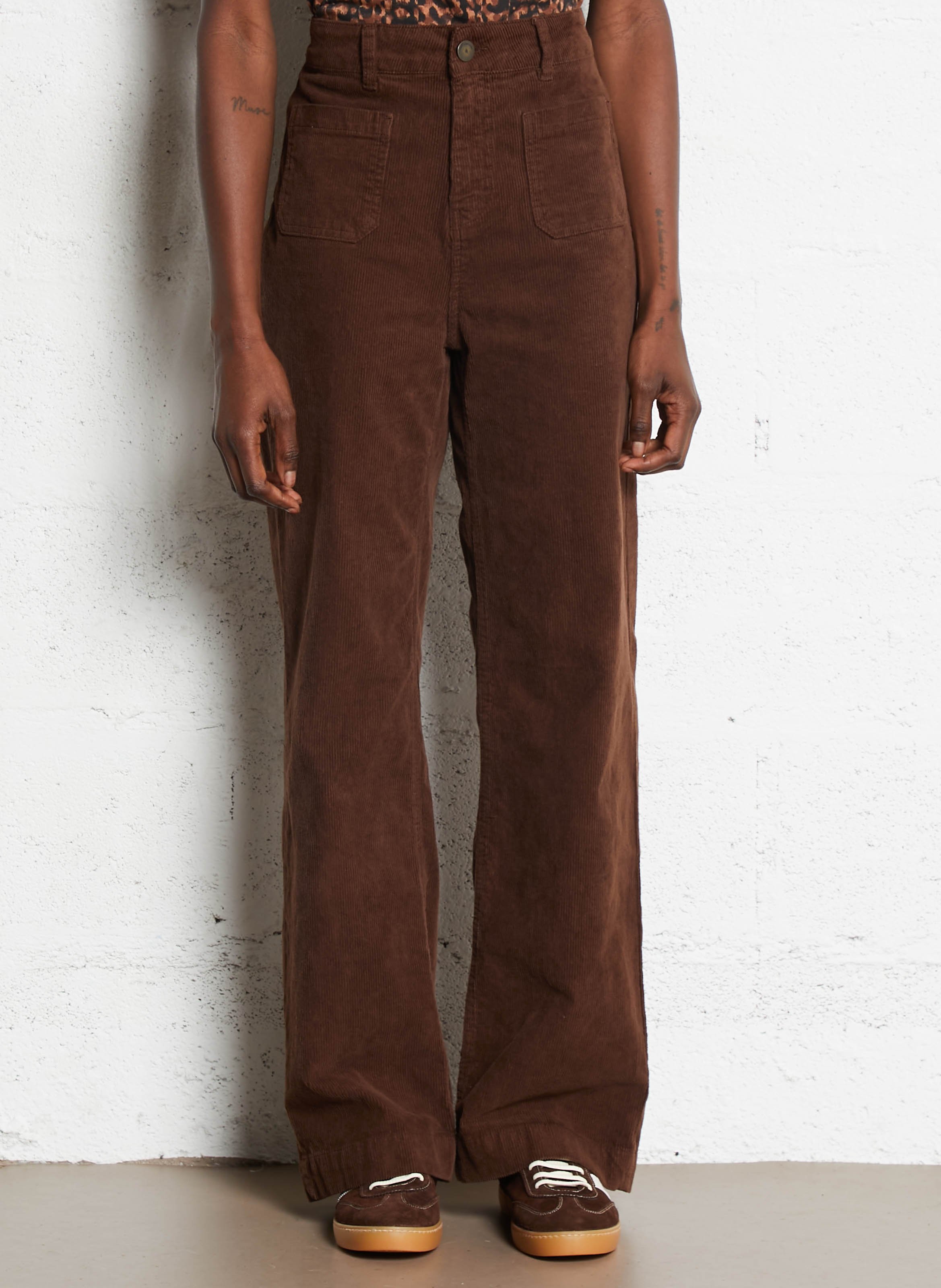 Pantalon large en coton mélangé SUD EXPRESS Marron