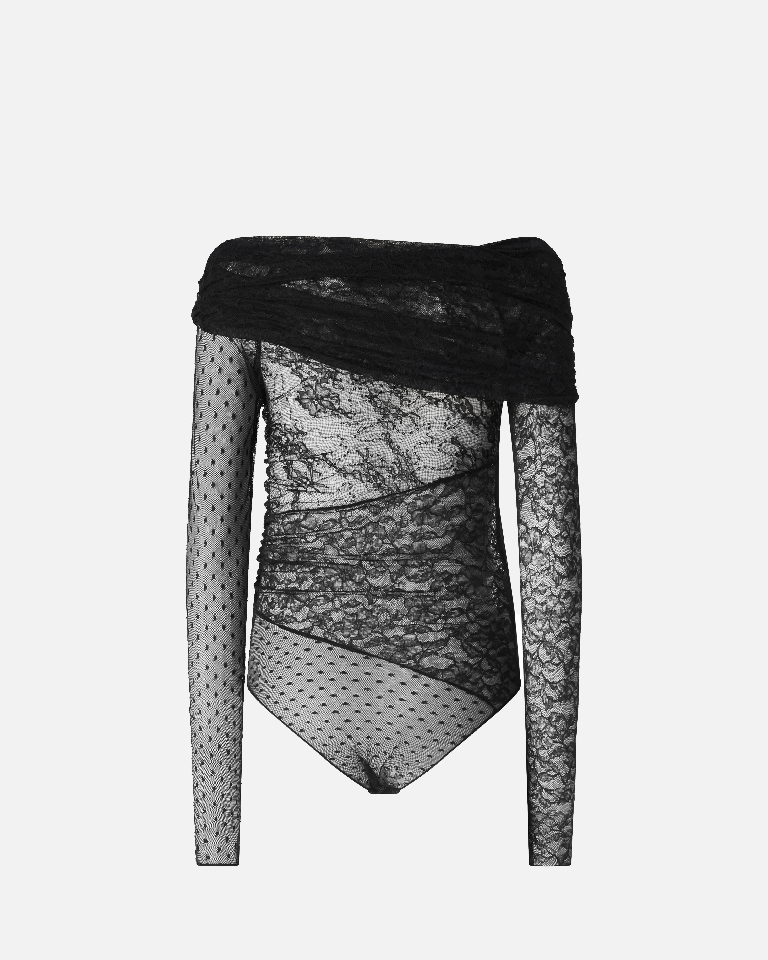 Patchwork lace bodysuit PINKO Black