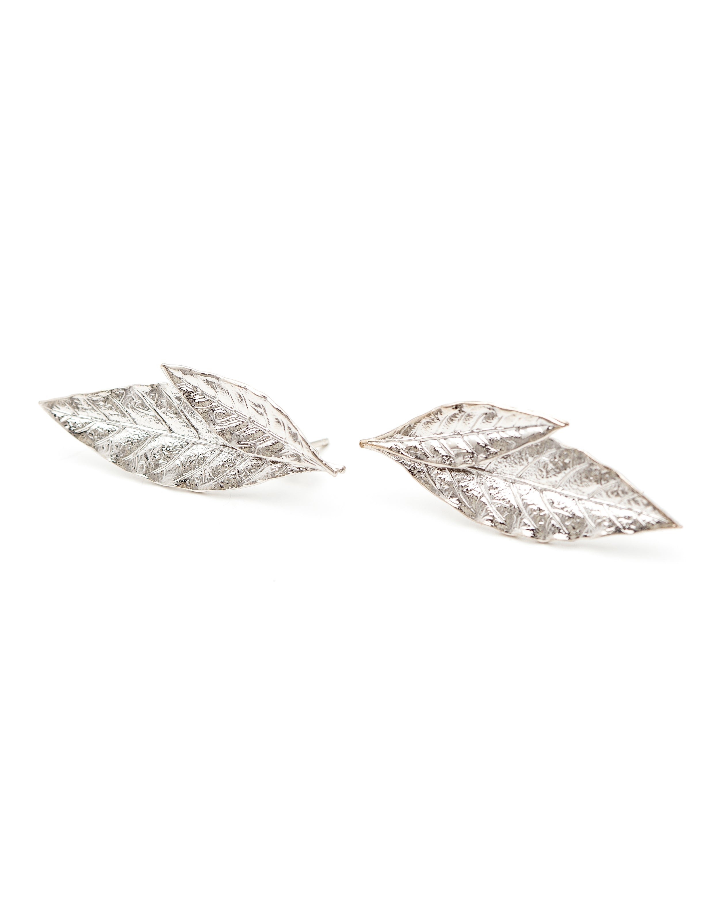Maxi gold-plated leaf stud earrings MONSIEUR SIMONE