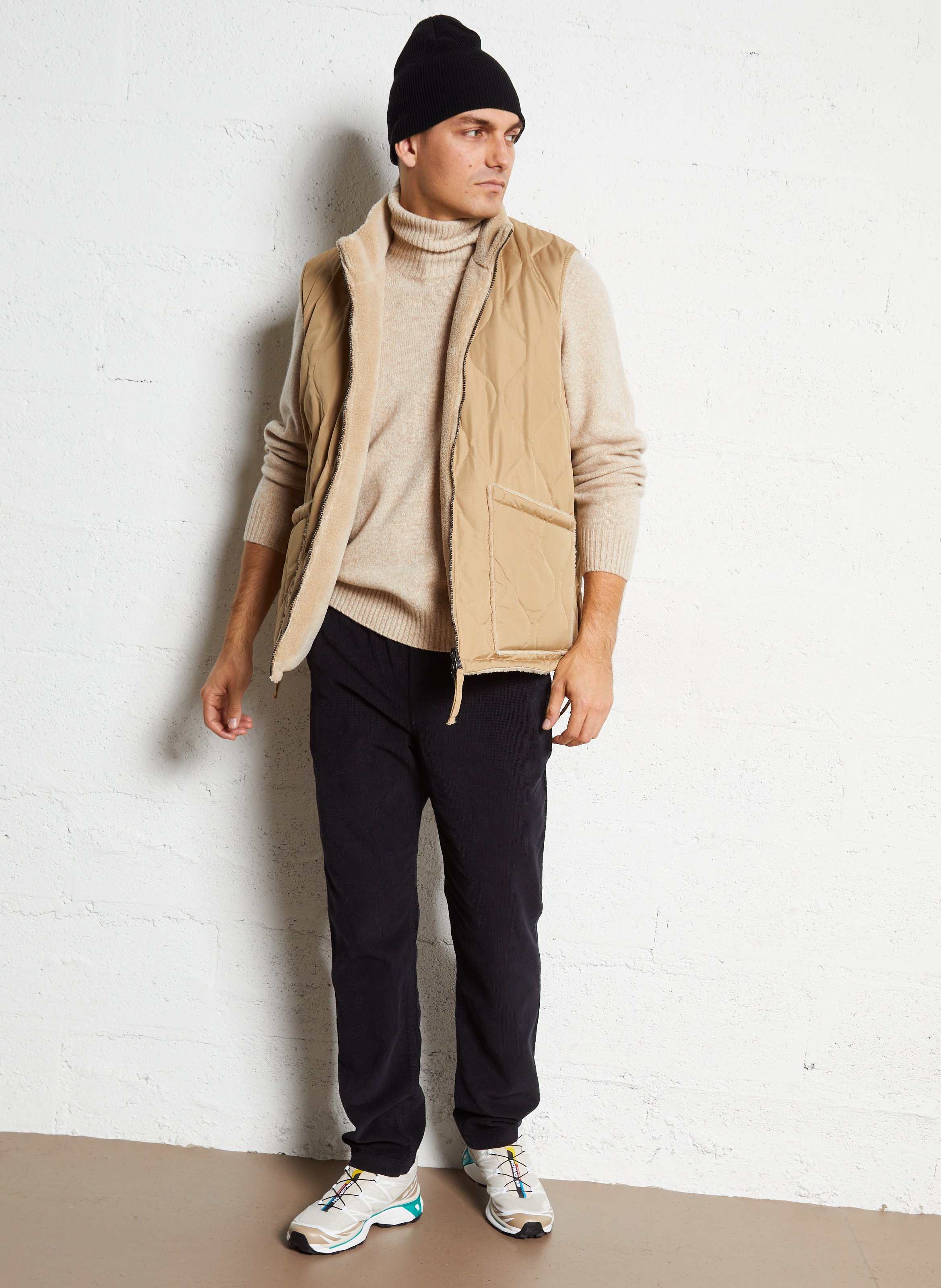 Veste col montant sans manches réversible TAION Beige