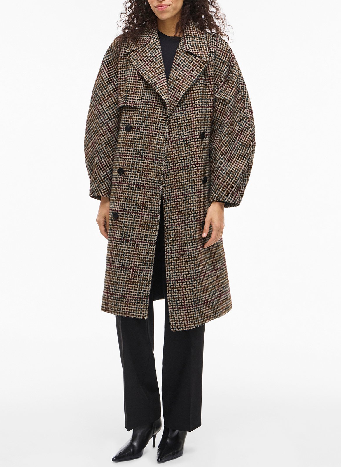 Plaid coat with tailored collar VILA Beige