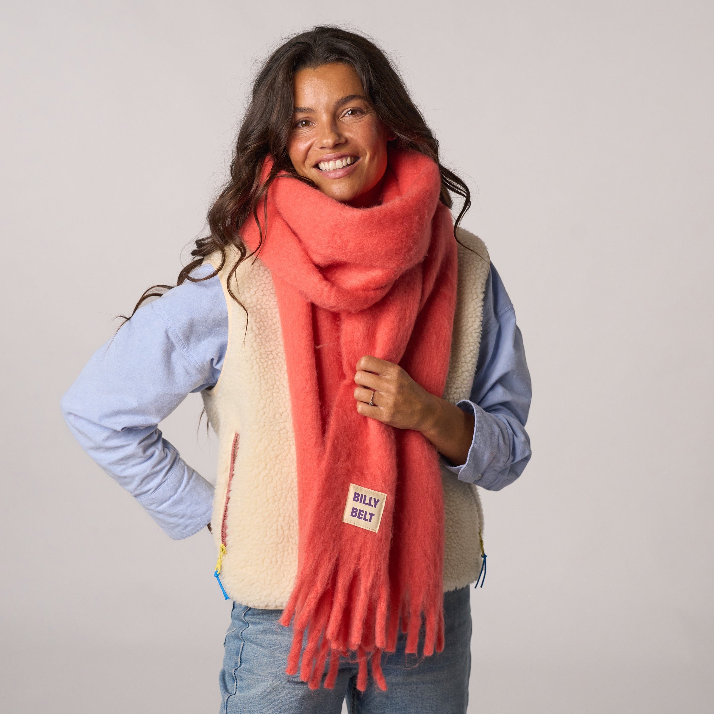 Large fringe scarf BILLYBELT Orange