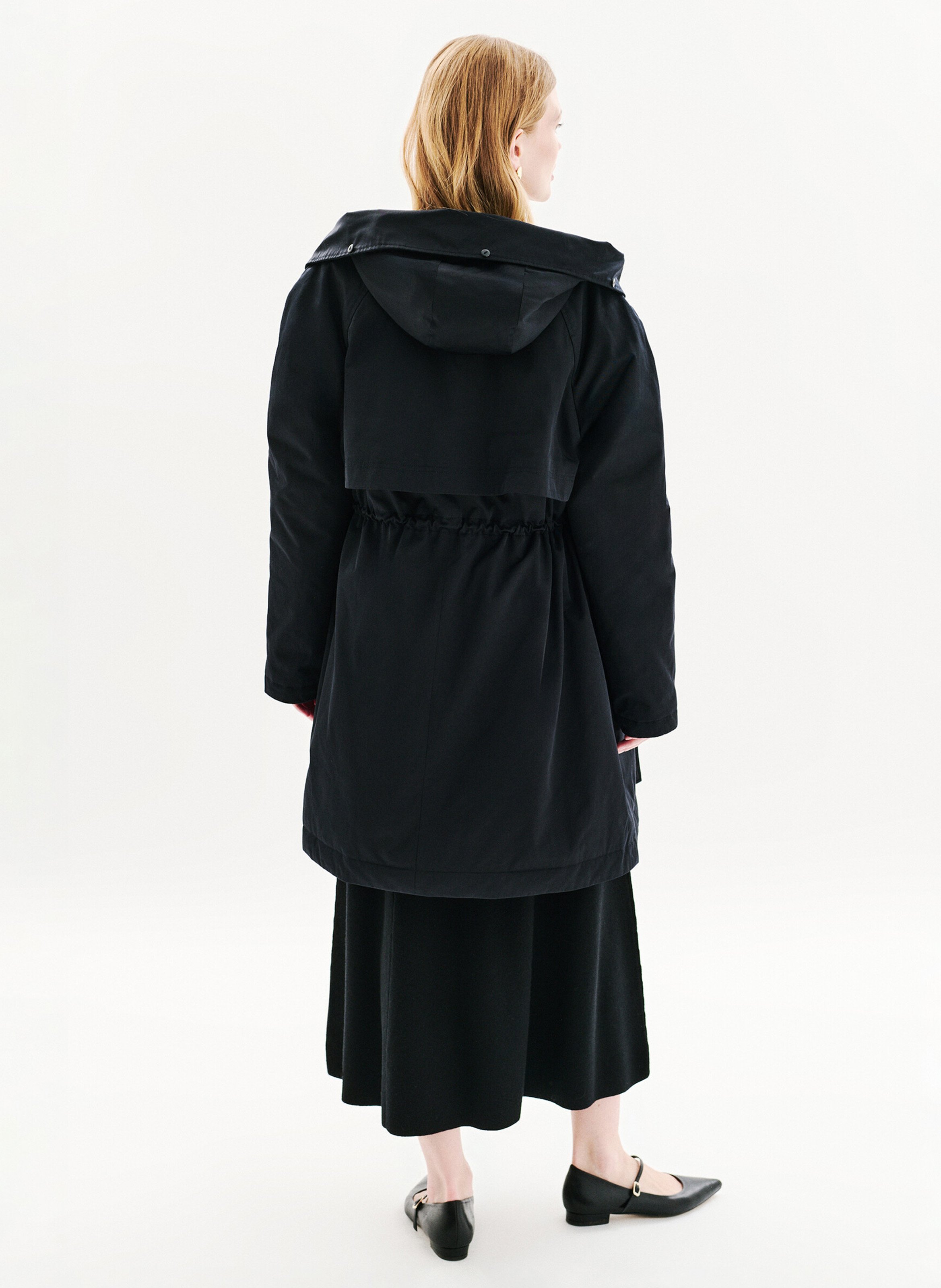 Manteau col fourrure  CAROLL Noir