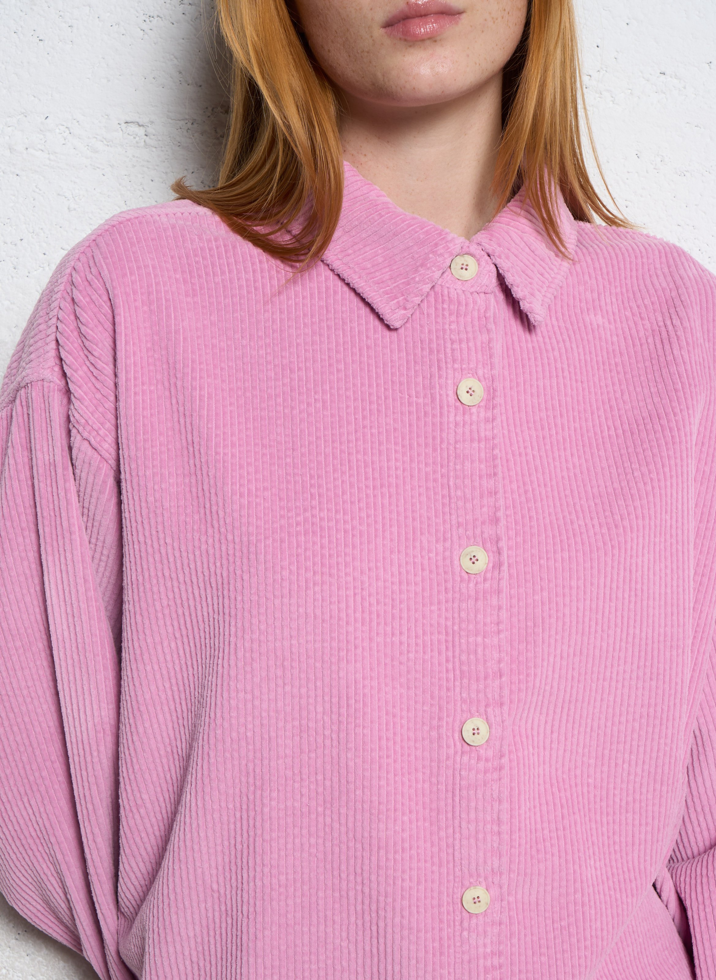 Blouse van corduroy met klassieke kraag AMERICAN VINTAGE Roze
