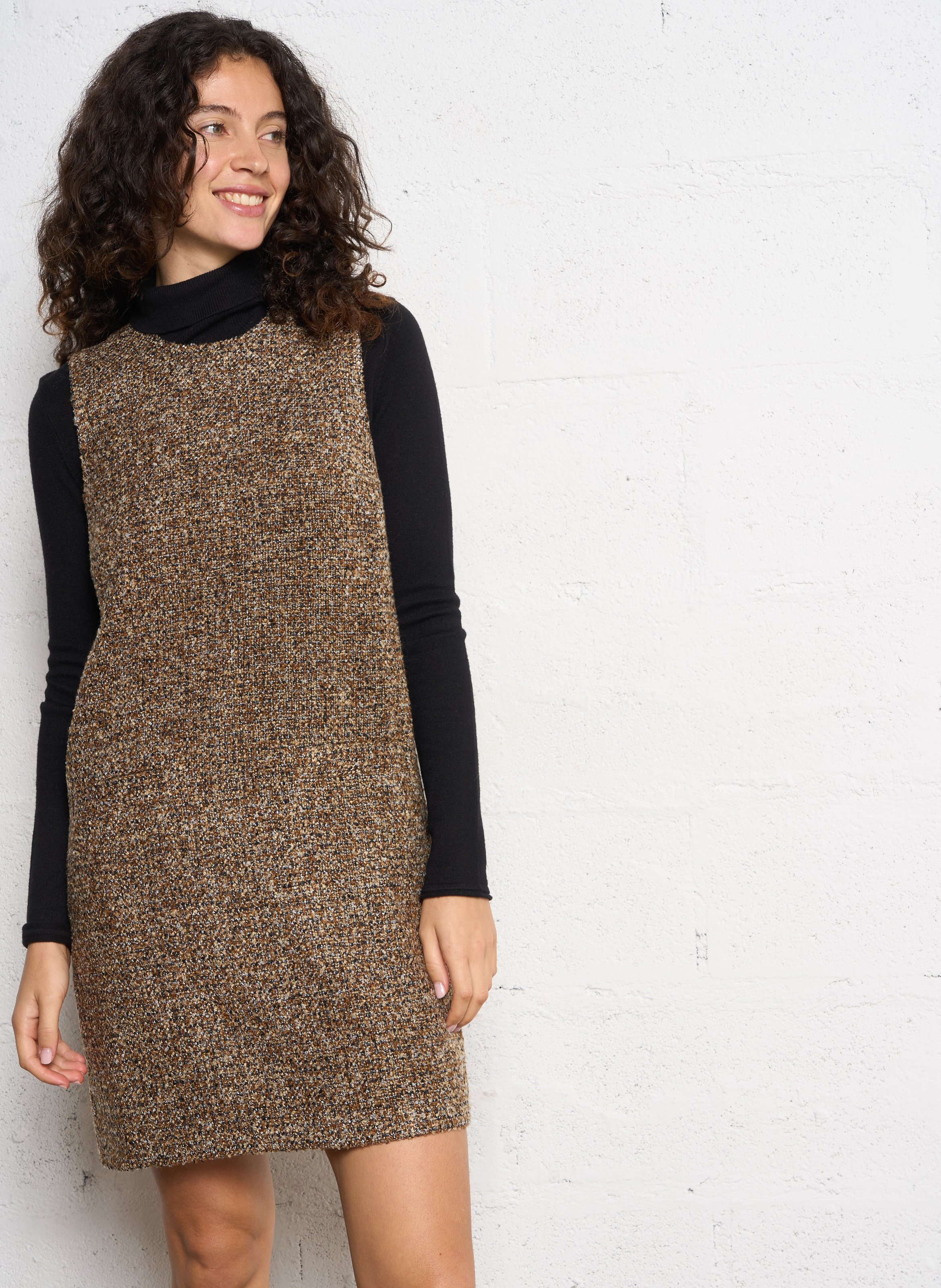 Short straight tweed dress PETITE MENDIGOTE Multicolored