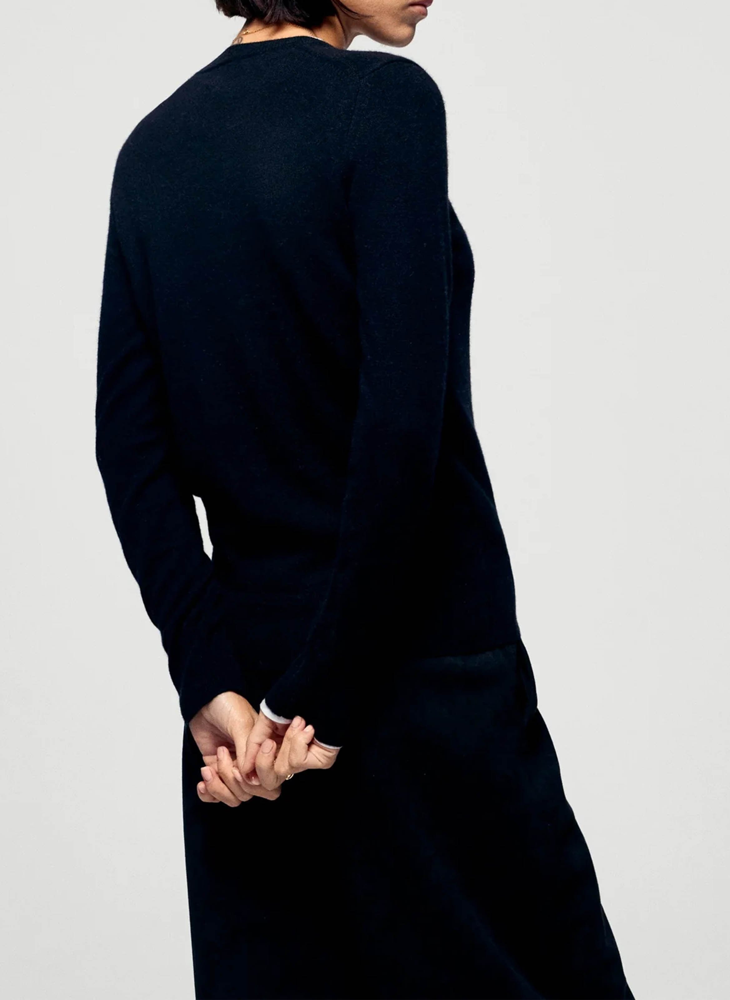 Straight cotton sweater with round neck FROM FUTURE Black