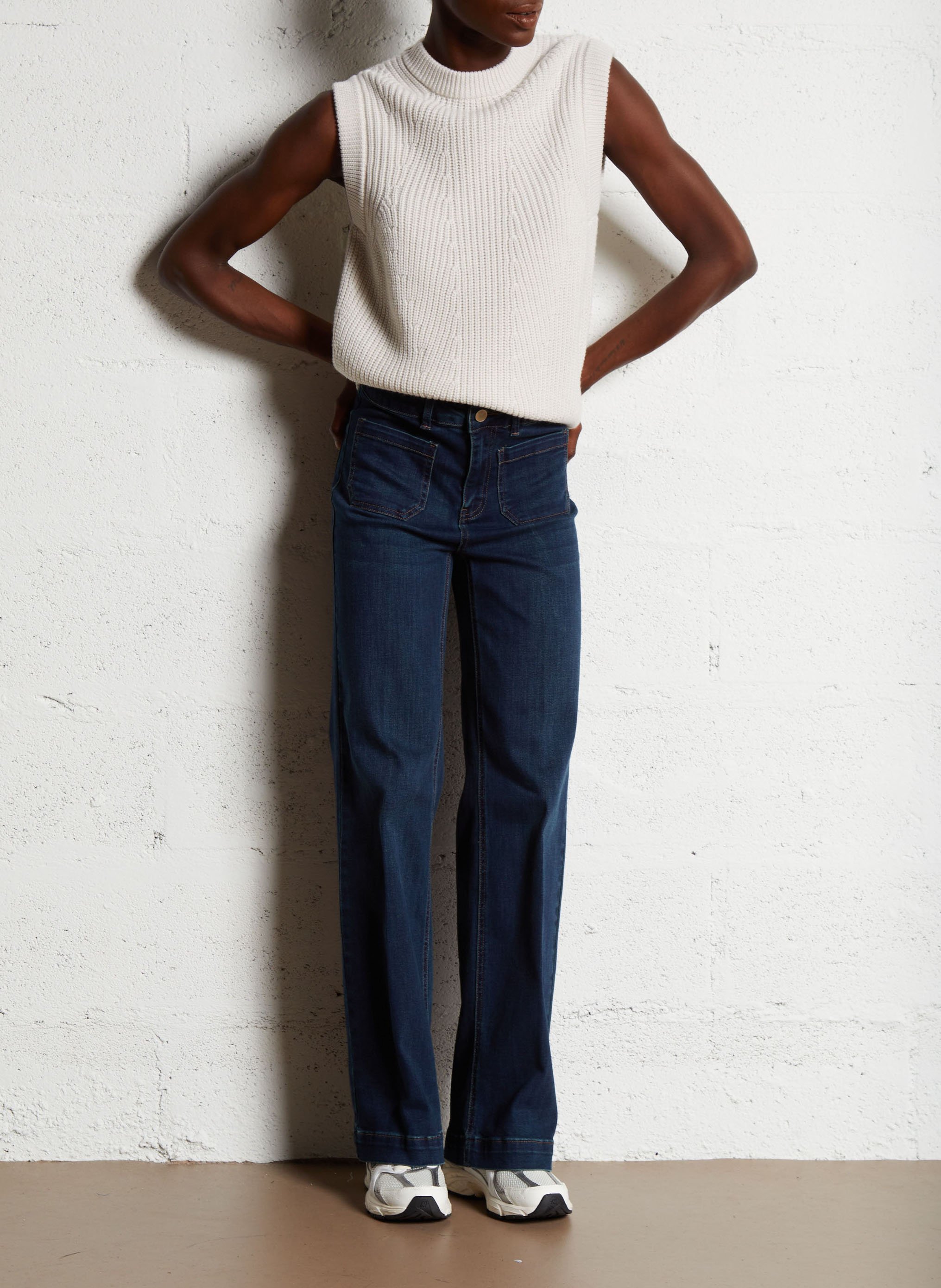 Cotton-blend wide-leg jeans MAISON 123 Blue