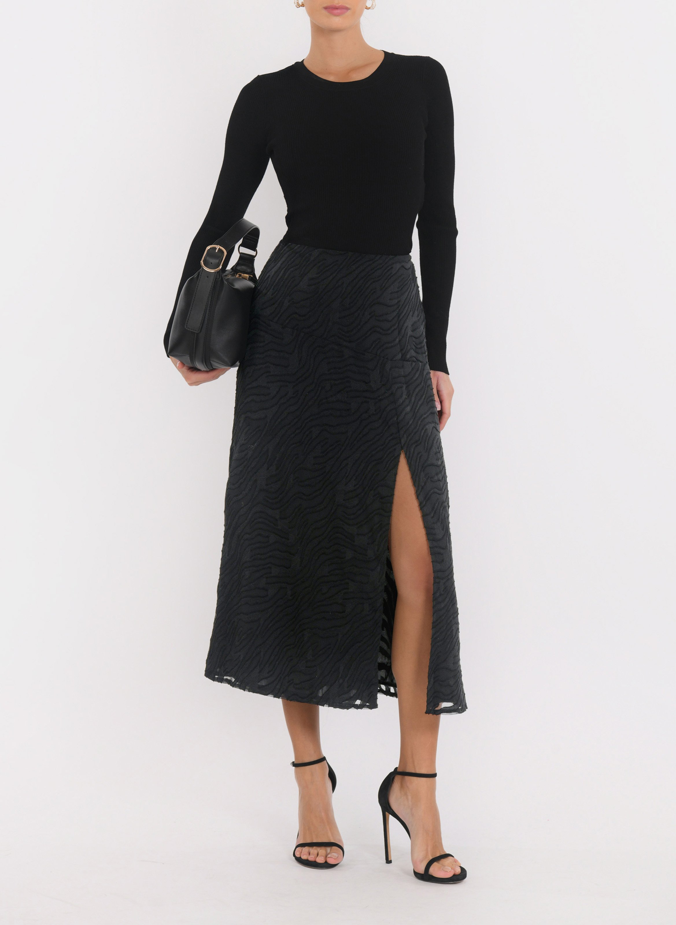 Embroidered midi skirt KOOKAI Black