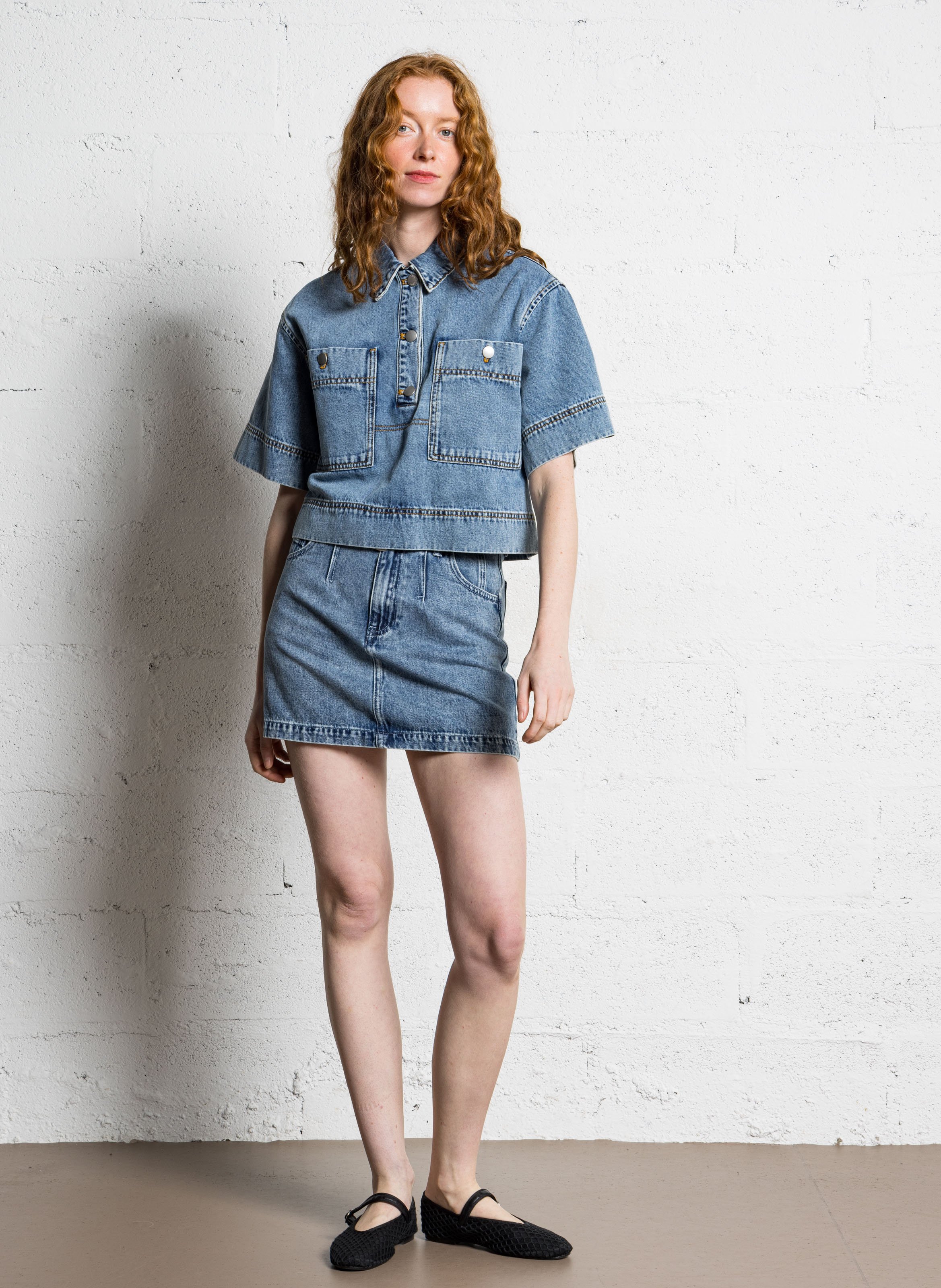 Chemise col classique en jean SUNCOO Bleu